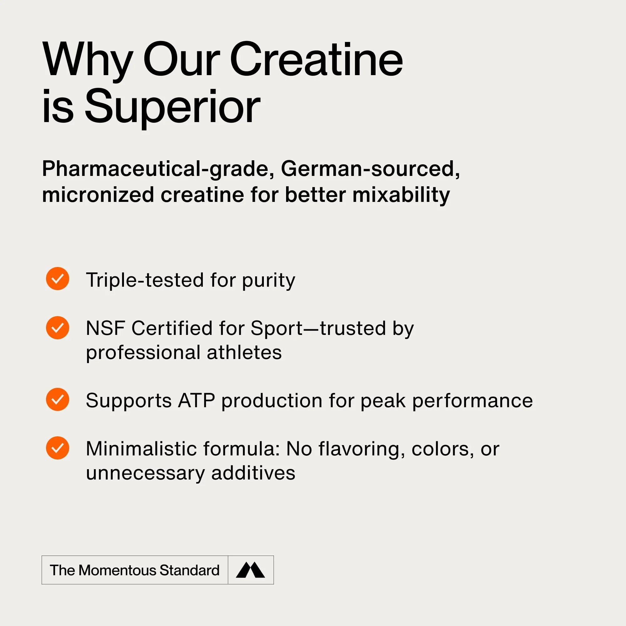 Momentous Creatine Monohydrate Powder - Creatine Powder - Supports Strength, Lean Muscle, & Recovery for Men & Women - NSF Certified for Sport - 5 g per Serving - 90 Servings - Image 6