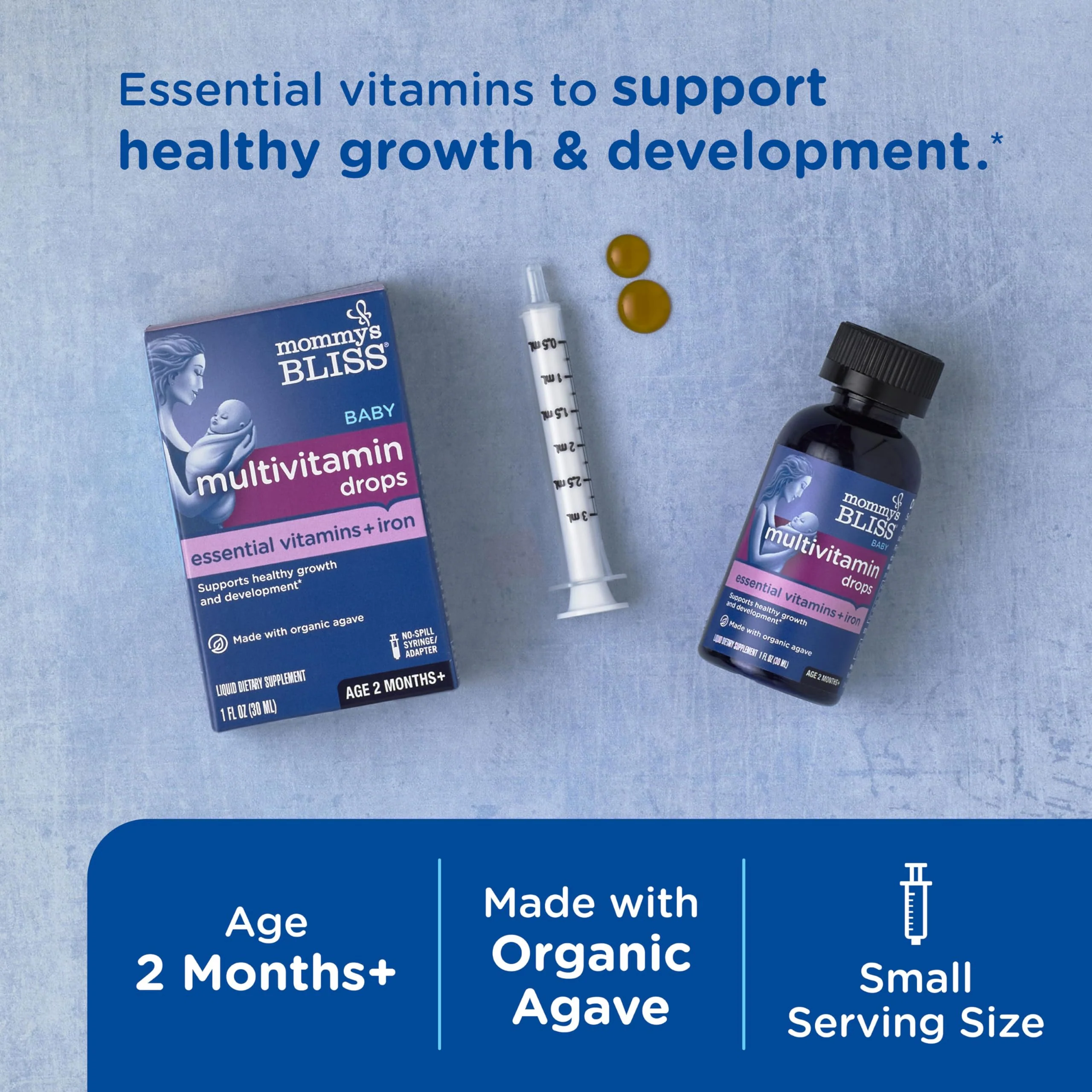 Mommy's Bliss Baby Multivitamin + Iron, Daily Essential Baby Vitamins for Immune Support, Healthy Growth & Bone Development, Age 2 Months+, 30 ml - Image 8