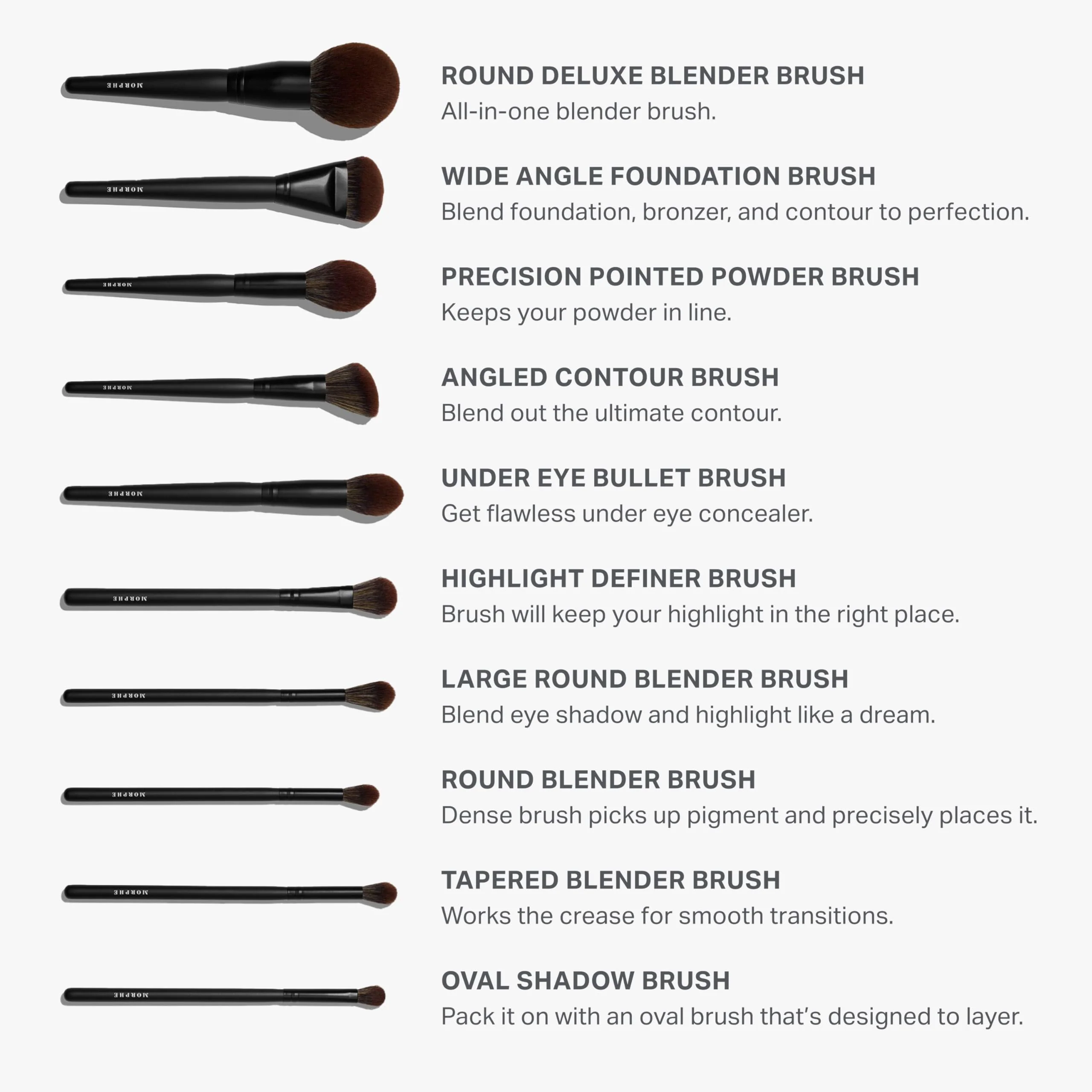 Morphe MUA Life Makeup Brushes - 20 Piece Makeup Brush Set of Eye and Face Brushes - Made with Synthetic Bristles and Includes Carrying Case (20 Count) - Image 5
