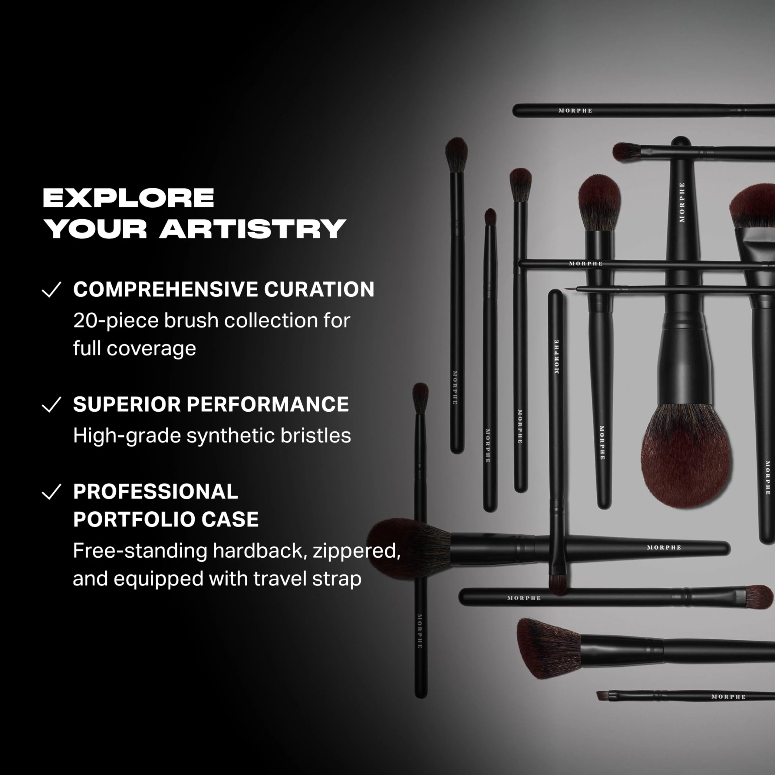 Morphe MUA Life Makeup Brushes - 20 Piece Makeup Brush Set of Eye and Face Brushes - Made with Synthetic Bristles and Includes Carrying Case (20 Count) - Image 6