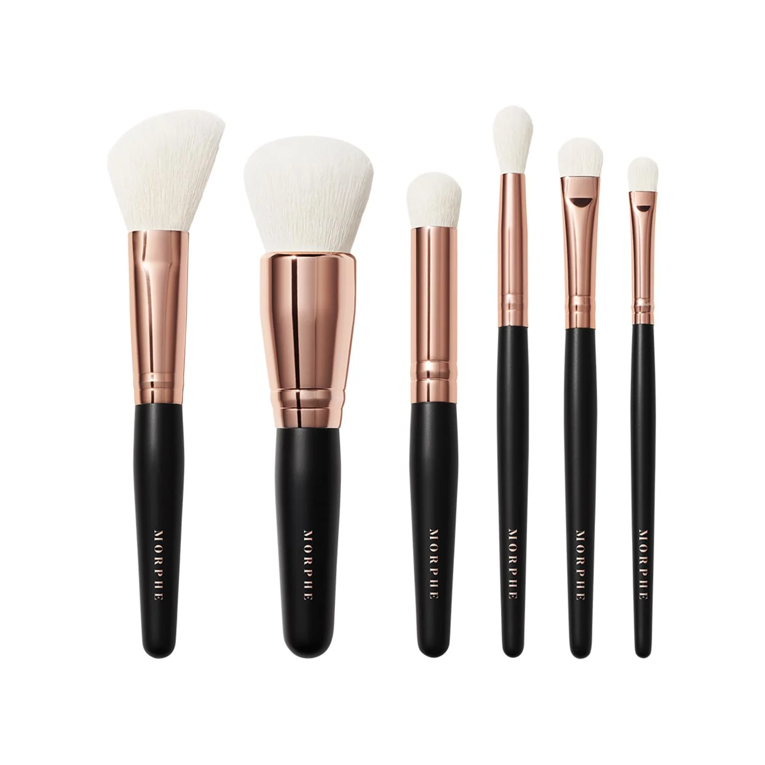 Morphe Rose Away Makeup Brushes - 6 Piece Make Up Brush Set of Eye and Face Brushes - Made with Synthetic Bristles and Includes Makeup Brush Case (6 Count) - Image 3
