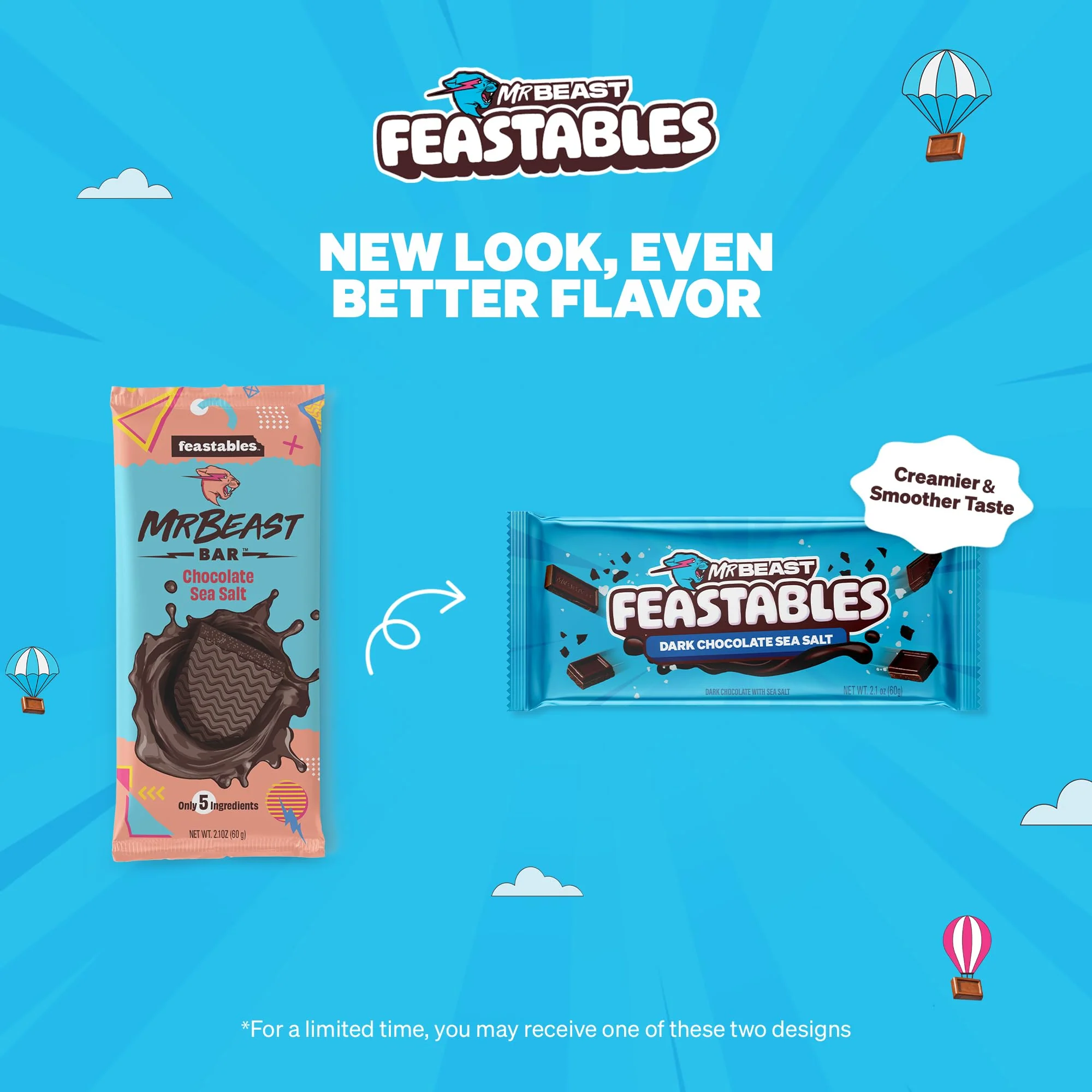 MrBeast Feastables Dark Chocolate with Sea Salt Bar, King Size, 10 Count, Sweet & Salty Chocolate Candy, Fairtrade Cocoa, 2.1oz Each - Image 2