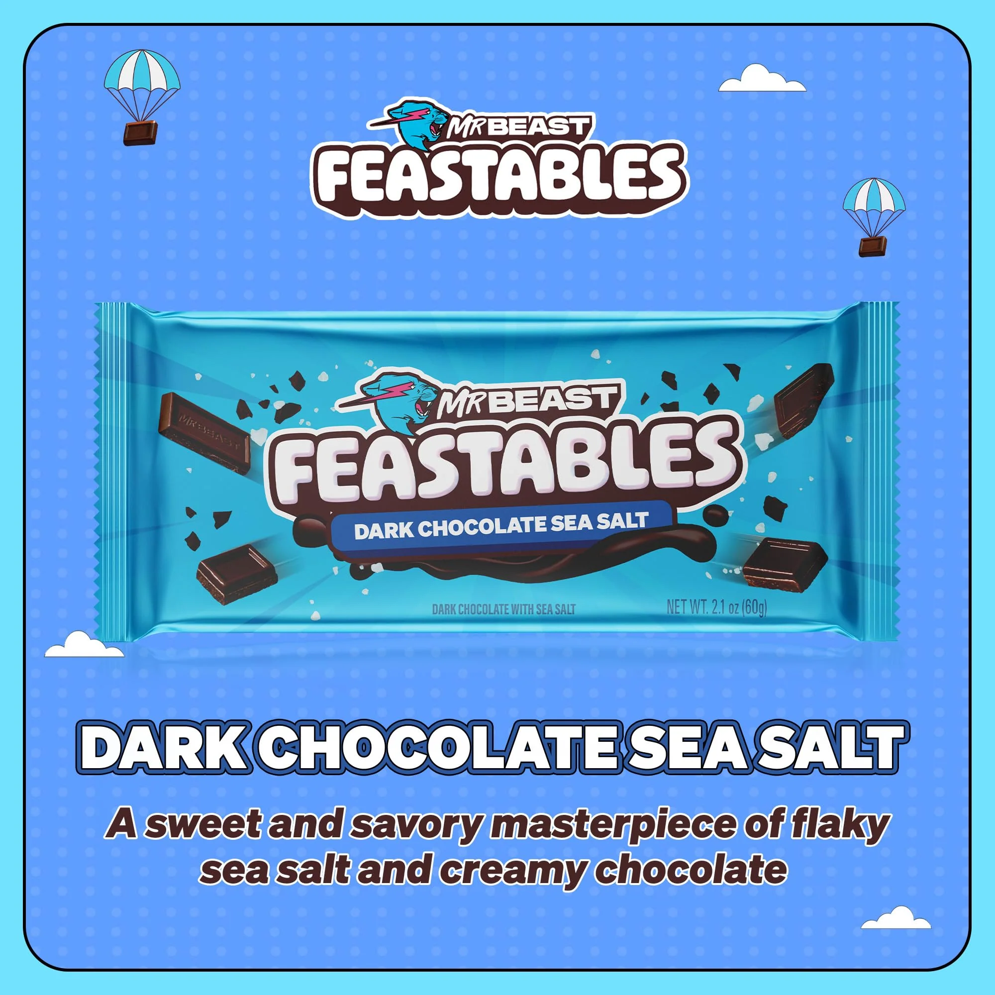 MrBeast Feastables Dark Chocolate with Sea Salt Bar, King Size, 10 Count, Sweet & Salty Chocolate Candy, Fairtrade Cocoa, 2.1oz Each - Image 6