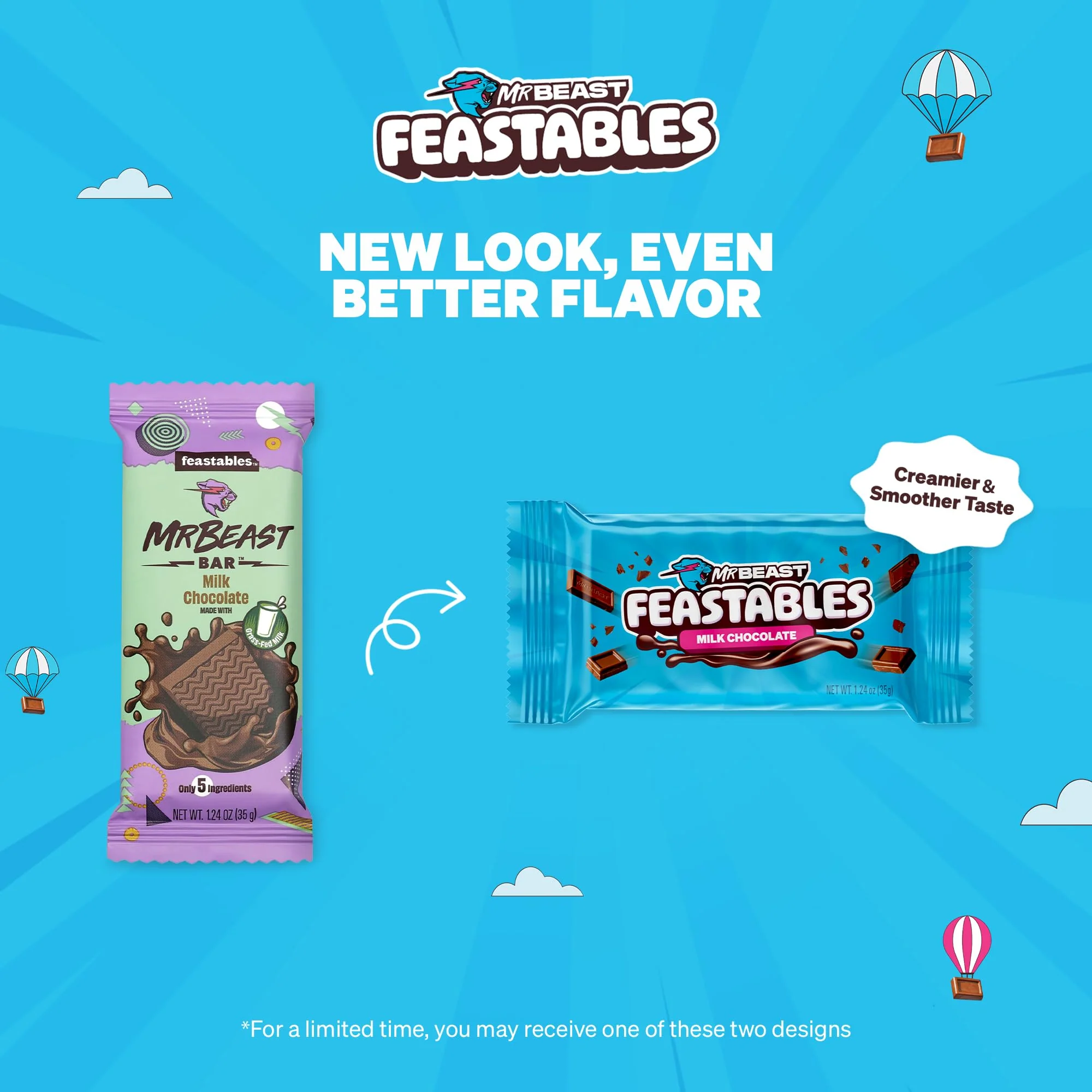 MrBeast Feastables Milk Chocolate Bar, Full Size, 24 Count, Smooth & Creamy Milk Chocolate Candy, Fairtrade Cocoa, 1.24oz Each - Image 2