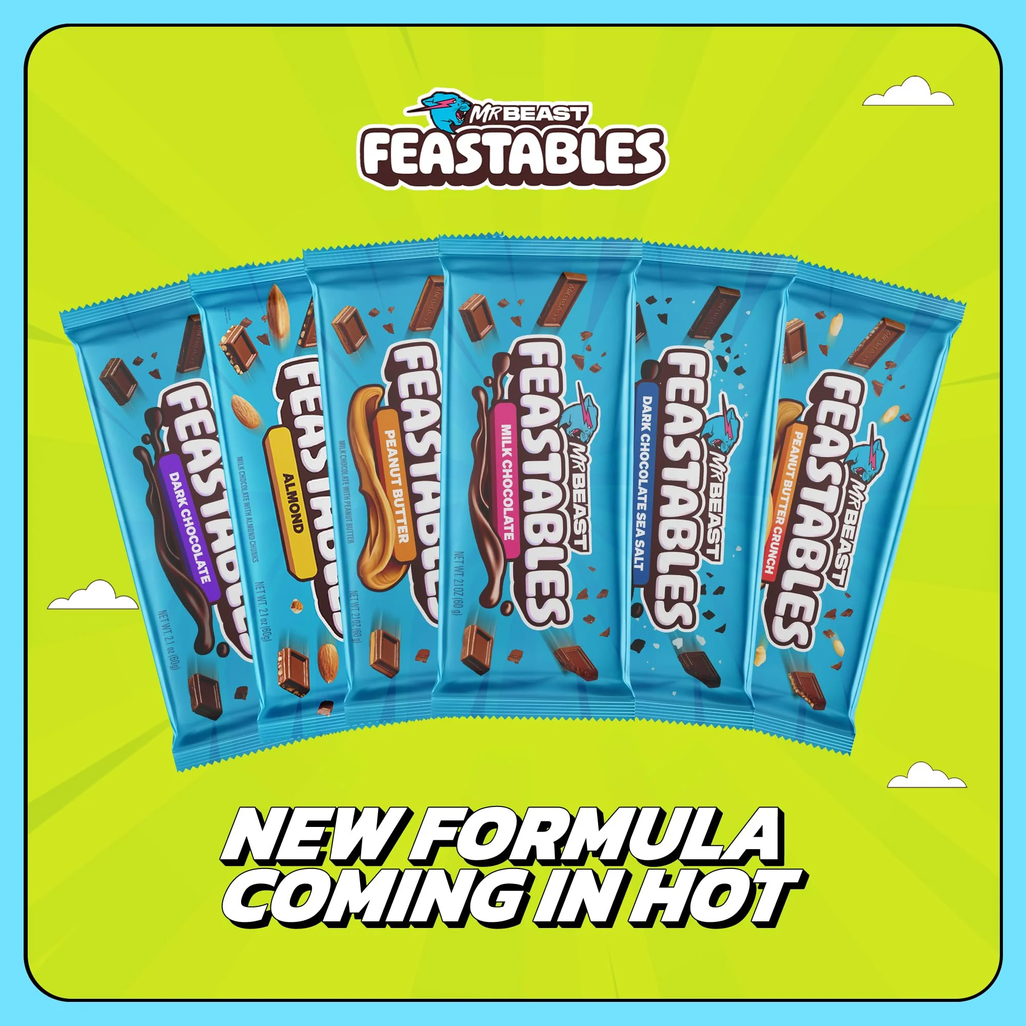 MrBeast Feastables Milk Chocolate Crunch Bar, Full Size, 24 Count, Crispy & Creamy Chocolate Candy, Fairtrade Cocoa, 1.24oz Each - Image 3