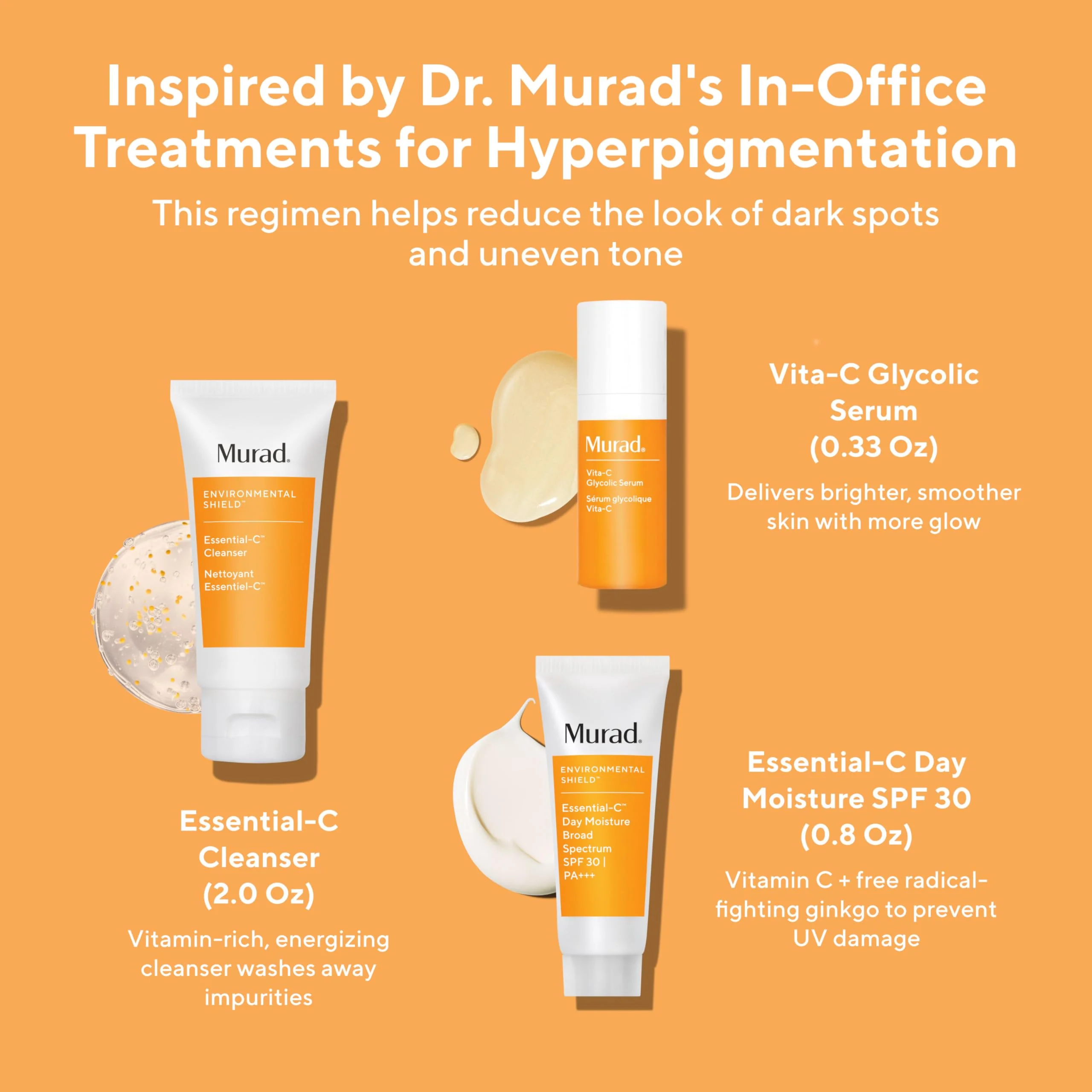 Murad Brighten Trial Kit - Brighten & Even Tone 3-Piece Trial Kit ($82 Value) - Vitamin & Antioxidant Rich Treatment - Ess-C Cleanser 2Fl Oz, Vita-C Glycolic Serum 0.33Fl Oz, Ess-C Day SPF 30 0.8Fl Oz - Image 4