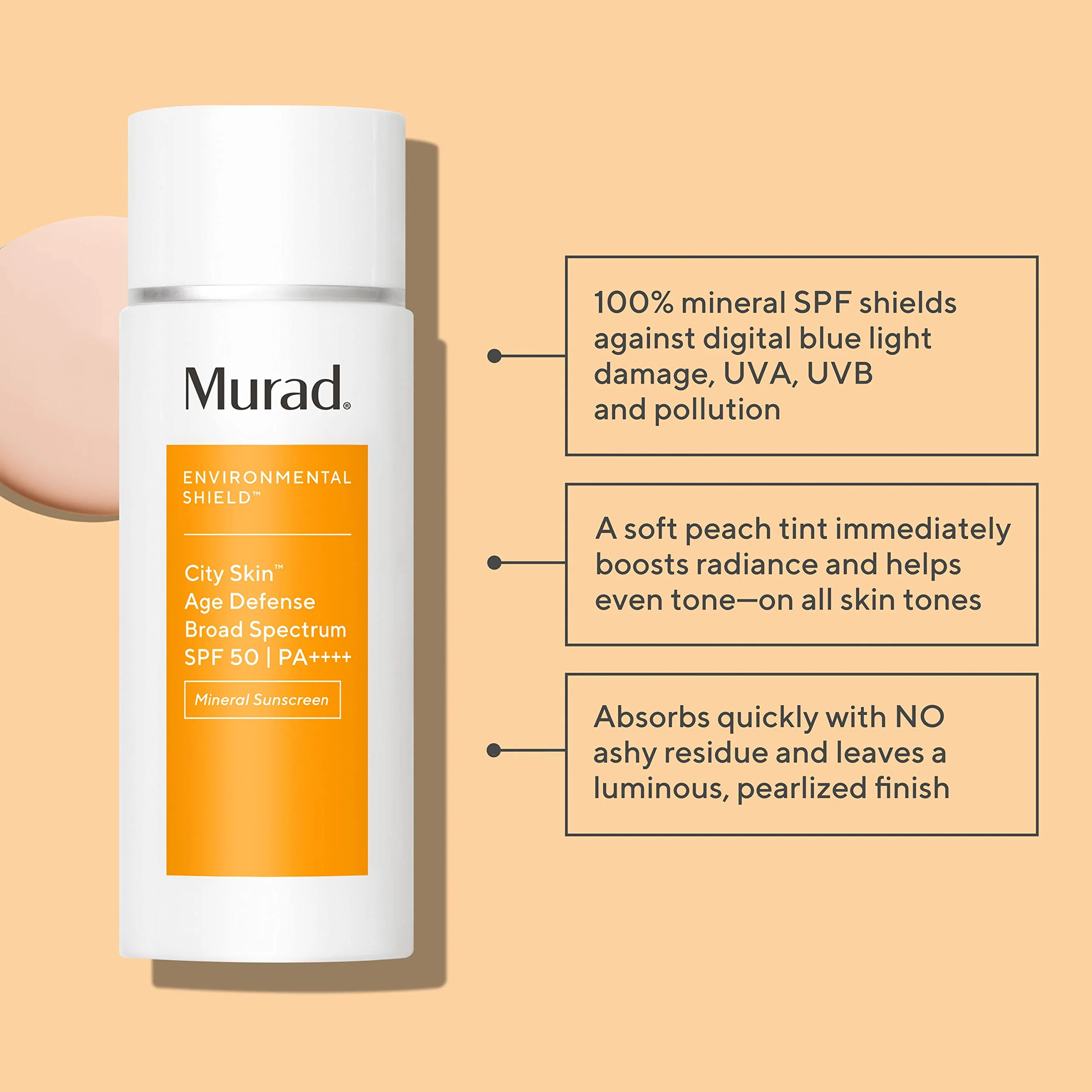 Murad City Skin Age Defense Broad Spectrum SPF 50 - Environmental Shield 100% Mineral Sunscreen - Blue Light Defense - SPF 50 Environmental Defense Sunscreen - Light Sunscreen for Face, 1.7 Fl Oz - Image 9