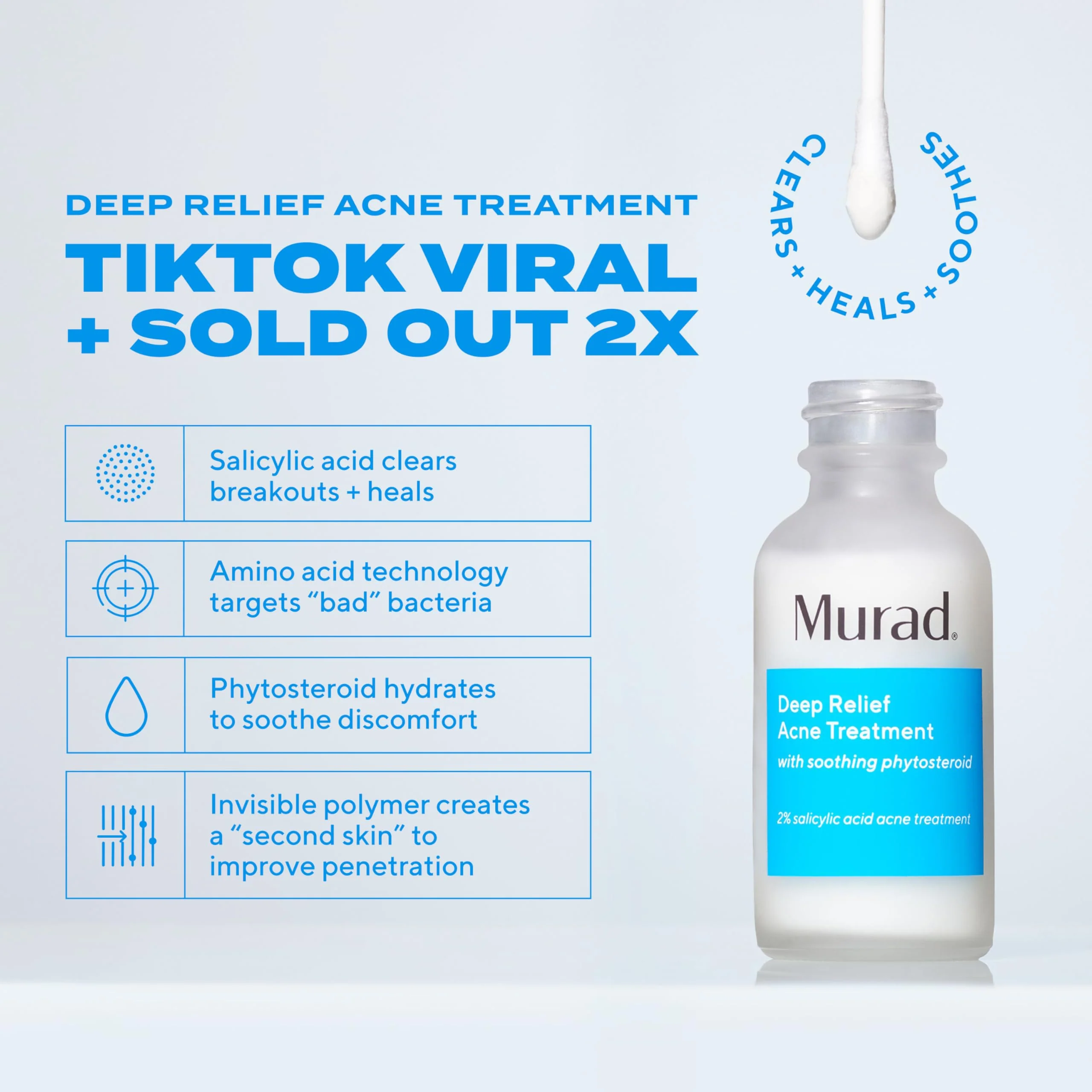 Murad Deep Relief Acne Treatment with 2% Salicylic Acid - Deep, Painful Acne Spot Treatment for Face – Redness Relief, Fast Acting Blemish Serum, Soothing Breakout Treatment - 1Fl Oz - Image 10