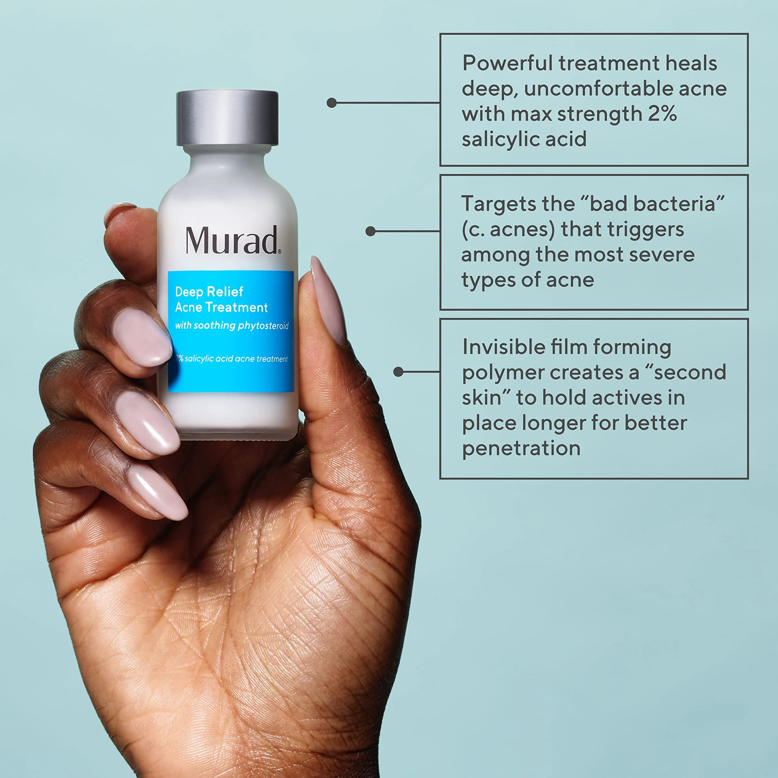 Murad Deep Relief Acne Treatment with 2% Salicylic Acid - Deep, Painful Acne Spot Treatment for Face – Redness Relief, Fast Acting Blemish Serum, Soothing Breakout Treatment - 1Fl Oz - Image 11