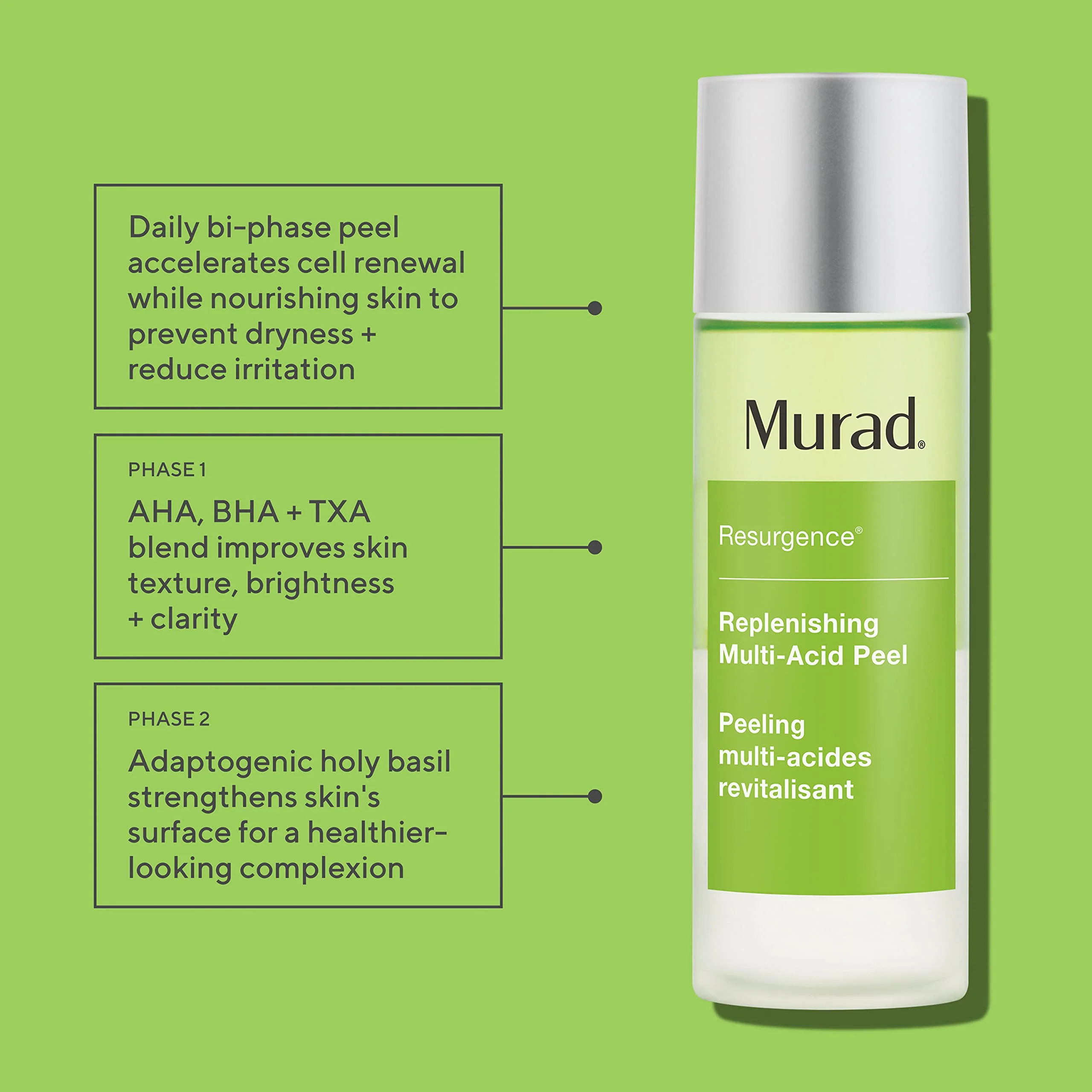 Murad Replenishing Multi-Acid Peel - Resurgence AHA/BHA Salicylic and Glycolic Acid Peel - Skin Renewing Face Peel - Daily Facial Peel Skin Care Treatment, 3.3 Fl Oz - Image 8
