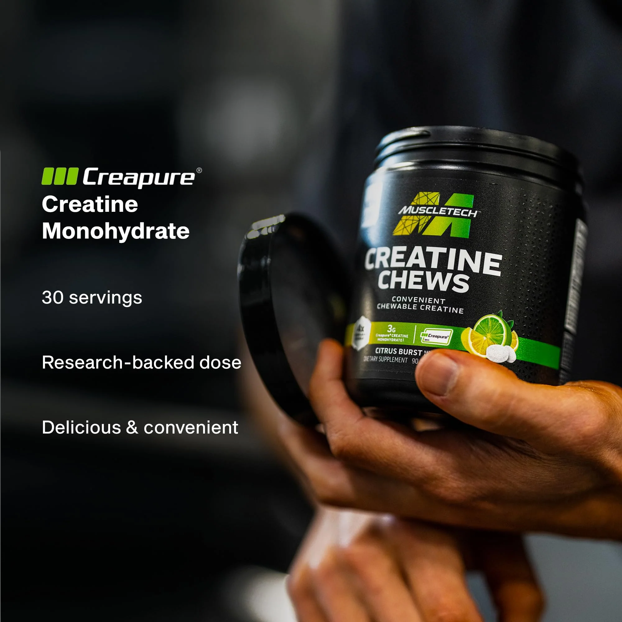 MuscleTech | Creatine Chews | Creapure Monohydrate Supplement for Muscle Recovery, Muscle Builder & Energy Boost | Pre Workout Supplement for Men & Women | Citrus Birst | 90 chewable Tablets - Image 5