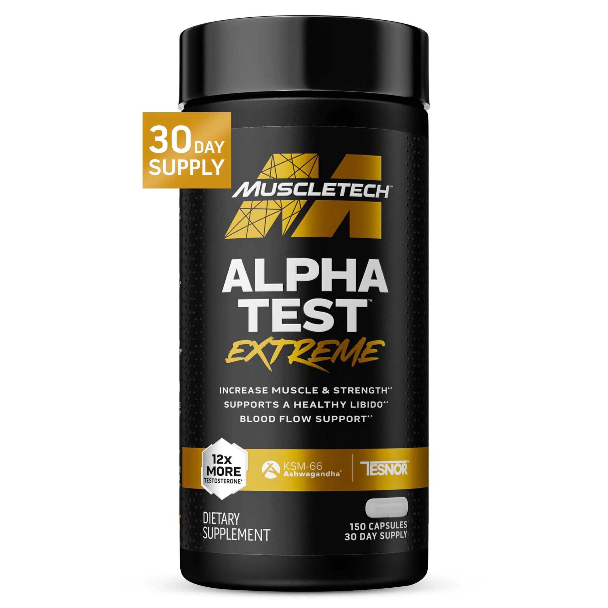 MuscleTech Testosterone Booster for Men, AlphaTest (150 Capsules) - Workout Testosterone Supplement for Men - Sports Nutrition Testosterone Booster for Endurance, Strength & Muscle Builder