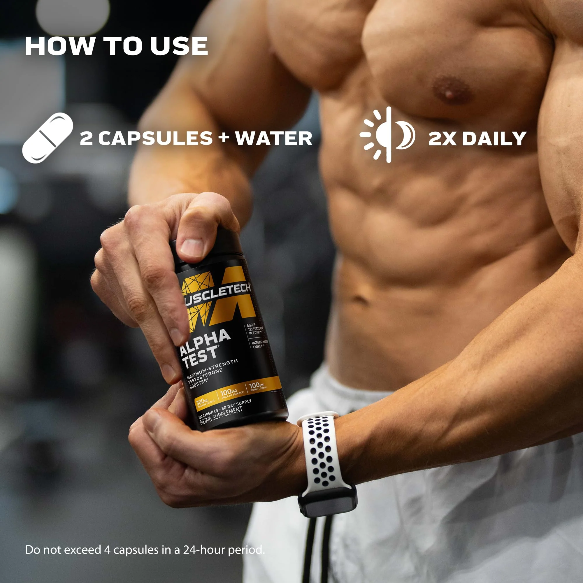MuscleTech Testosterone Booster for Men, AlphaTest - T-Boost Mens Supplement with Tribulus Terrestris & Boron - Daily Male Gym Workout Supplements for Muscle Growth, Stamina & Energy - 120 Pills - Image 3