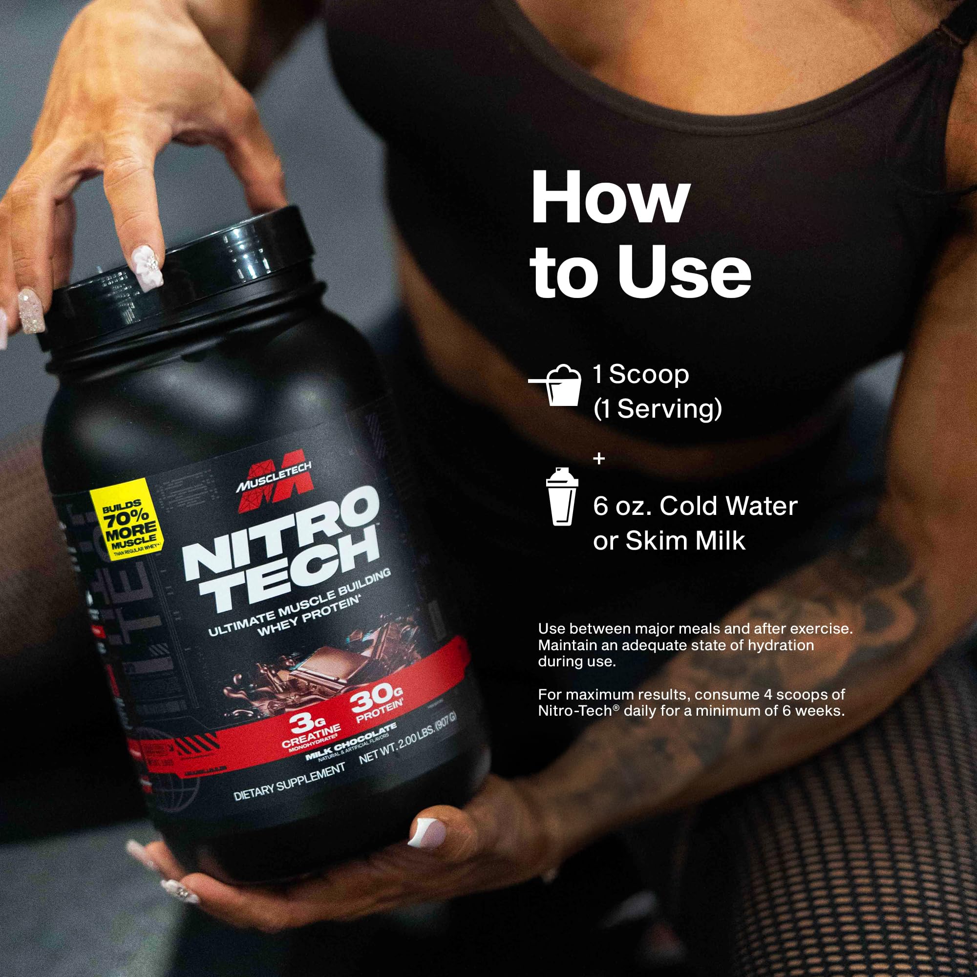 Muscletech Whey Protein Powder (Vanilla Cream, 4 Pound) - Nitro-Tech Ultimate Muscle Building Formula with Whey Protein Isolate - 30g of Protein, 3g of Creatine & 6.8g of BCAA - Packaging May Vary - Image 3