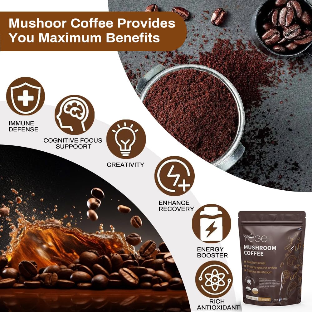 Mushroom Coffee, Instant Mushroom Coffee with Cordyceps, Reishi, King Trumpet, Shitake, Turkey Tail, Lions Mane for Energy, Focus, Positive Mood & Immune Support (30 Servings) - Image 7