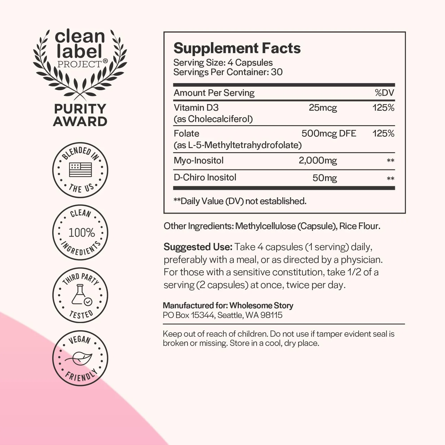 Myo-Inositol & D-Chiro Inositol Capsules with MTHF, Folate, Vitamin D| Support for Ovarian Function, Hormone Balance, & Homocysteine Levels | Fertility Supplements for Women | 40:1 Ratio - Image 7