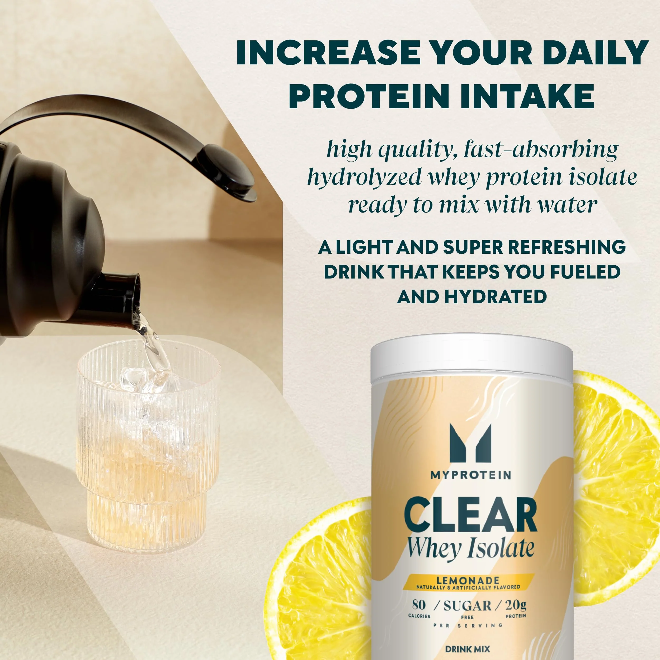 Myprotein Clear Whey Isolate Protein Powder, 1.1 Lb (20 Servings) Lemonade, 20g Protein per Serving, Naturally Flavored Drink Mix, Daily Protein Intake for Superior Performance - Image 3
