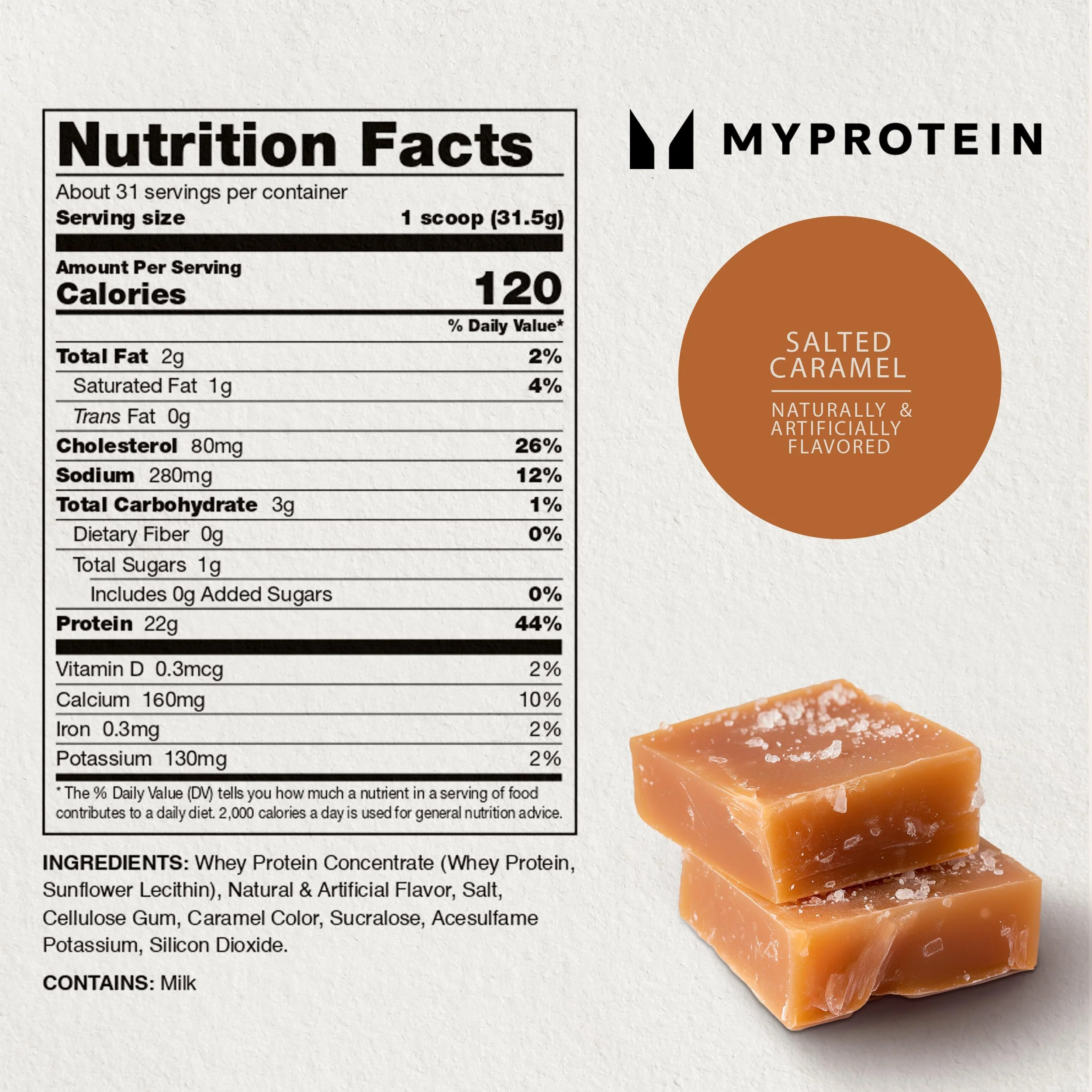 Myprotein Impact Whey Protein Powder, 2.2 Lbs (31 Servings) Salted Caramel, 22g Protein & 5g BCAA Per Serving, Protein Shake for Superior Performance, Muscle Strength & Recovery, Gluten Free - Image 2