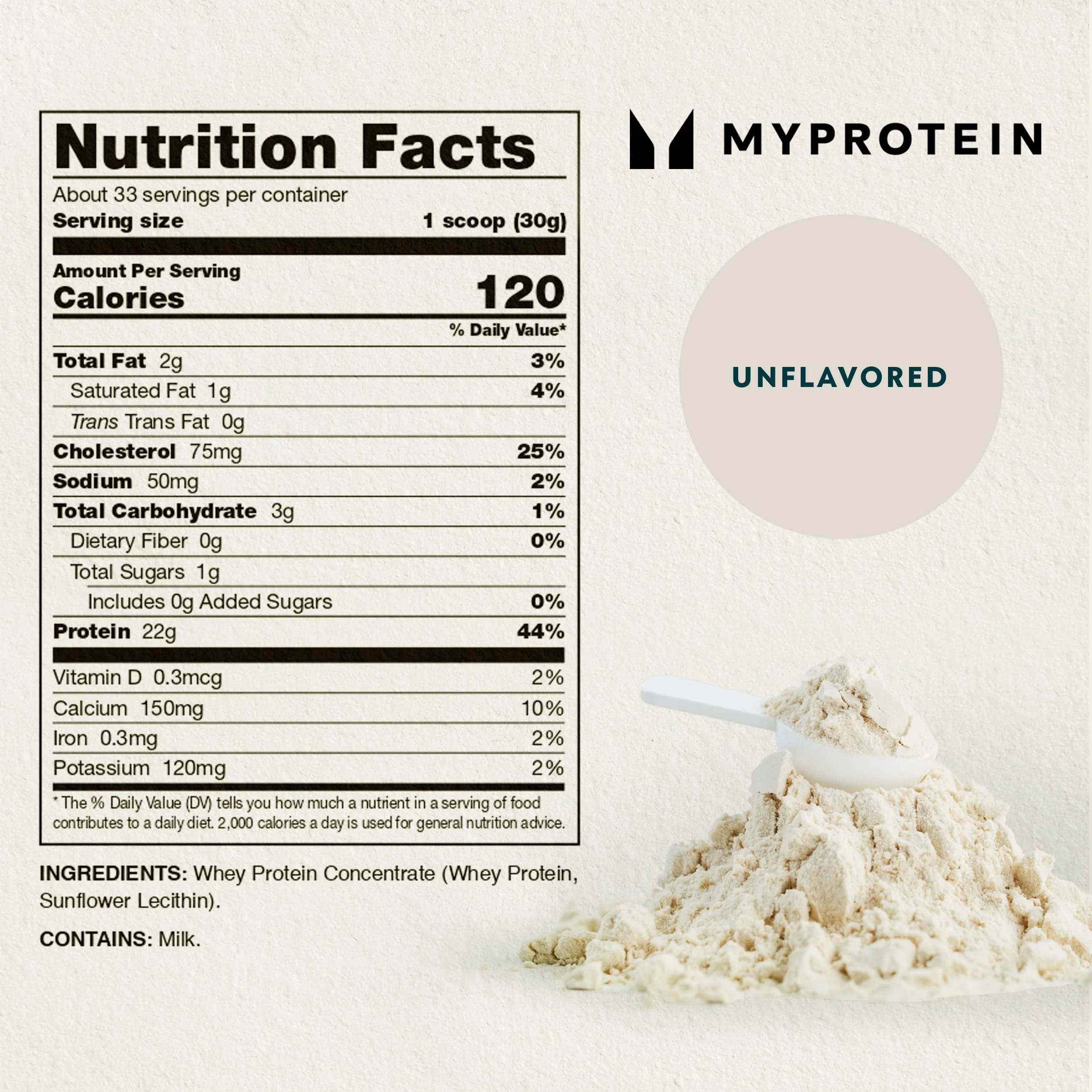 Myprotein Impact Whey Protein Powder, 2.2 Lbs (33 Servings) Unflavored, 22g Protein & 5g BCAA Per Serving, Protein Shake for Superior Performance, Muscle Strength & Recovery, Gluten Free - Image 2