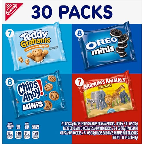 Nabisco Team Favorites Variety Pack, OREO Mini, CHIPS AHOY! Mini, Teddy Grahams Honey & Barnum's Animal Crackers, 30 Snack Packs - Image 6