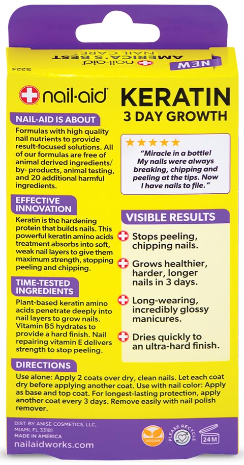 Nail-Aid Keratin 3 Day Growth Nail Treatment & Strengthener, Clear, 0.55 Fl Oz - Image 5
