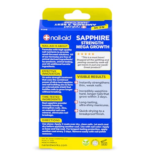 Nail-Aid Sapphire Strengthener & Mega Growth Treatment - Clear, 0.55 Fl Oz - Image 6