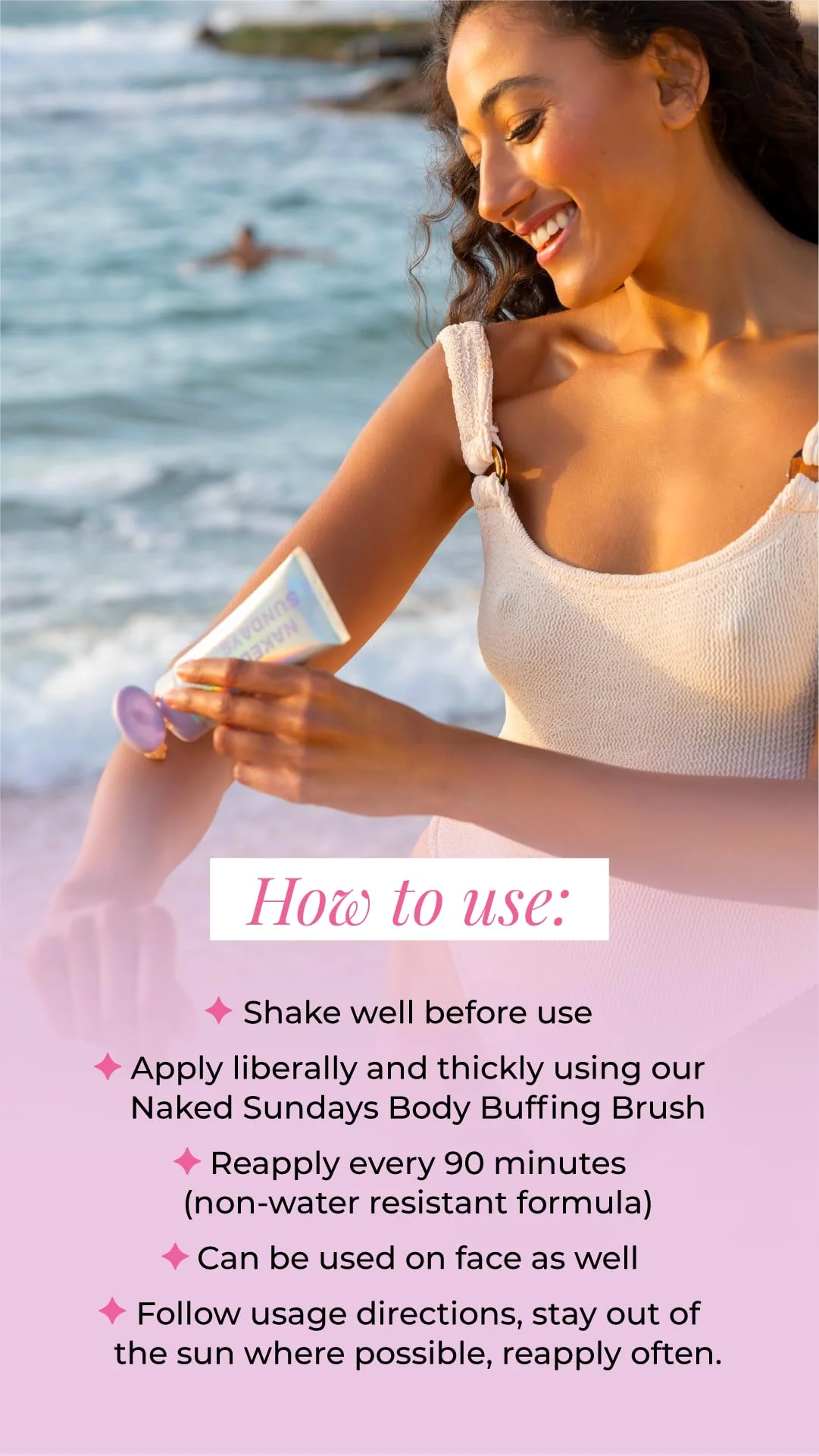 Naked Sundays SPF50 Golden Glow Body Sunscreen – Broad Spectrum UVA/UVB Protection, Glowy & Shimmering, Fragrance-Free, Firming, Non-Transfer SPF Lotion – 100ml - Image 4