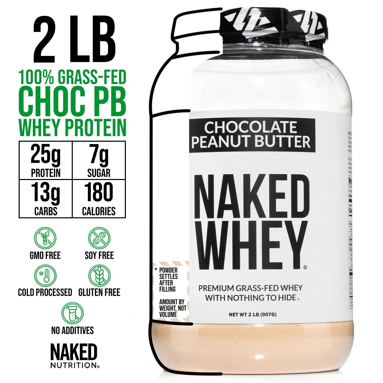 NAKED Whey Chocolate Peanut Butter Protein Powder, Grass Fed Whey, No GMO, No Soy, and Gluten Free. Nothing Artificial, Aid Growth and Recovery - 21 Servings - Image 3