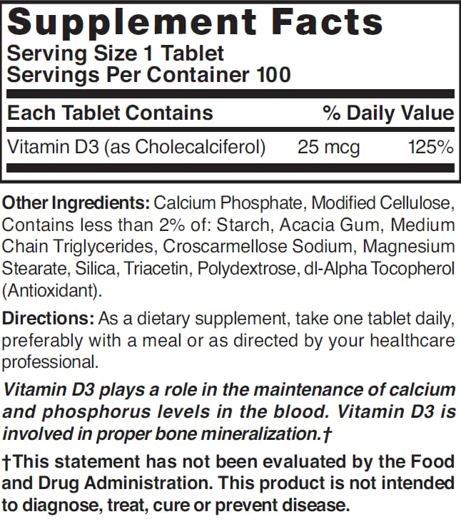NAT B VIT D3 TB 1000IU 100 by Nature's Blend - Image 2