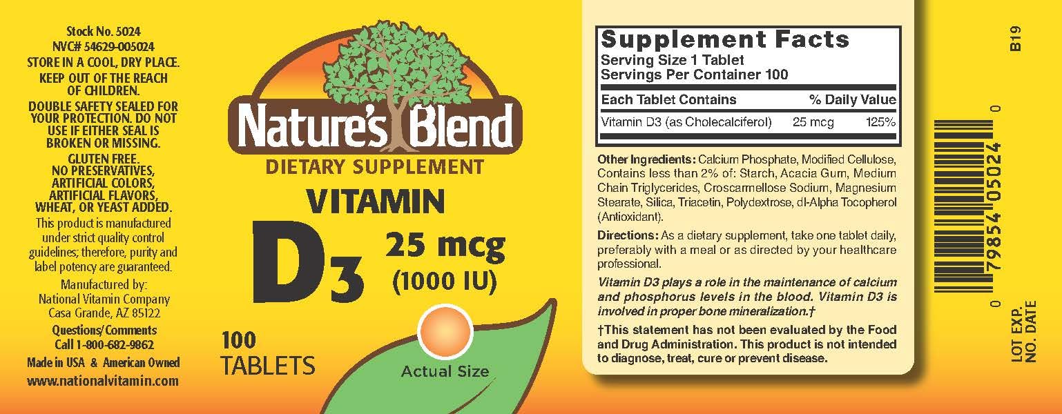 NAT B VIT D3 TB 1000IU 100 by Nature's Blend - Image 3