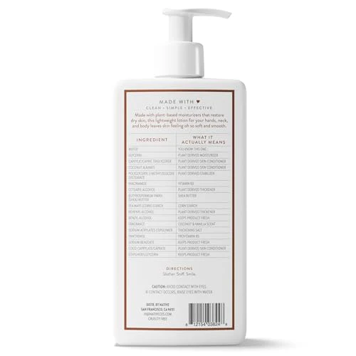 Native Body Lotion Contains Naturally Derived Plant-Based Moisturizers for Women and Men | Restores Dry Skin, Coconut & Vanilla, 16.5 fl oz - Image 2