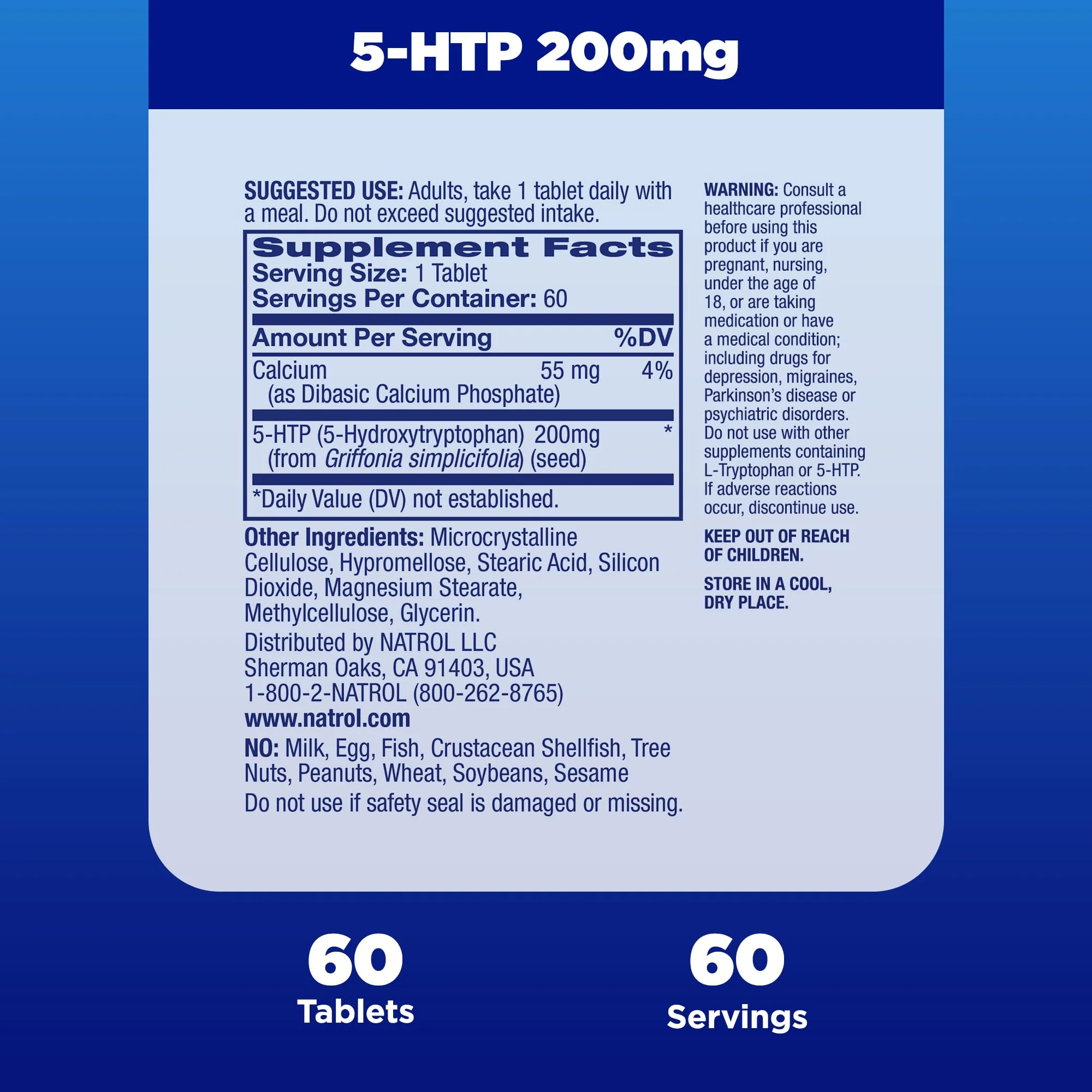 Natrol 5-HTP 200mg Dietary Supplement to Support a Balanced Mood, 60 Time Release Tablets, 60 Day Supply - Image 5
