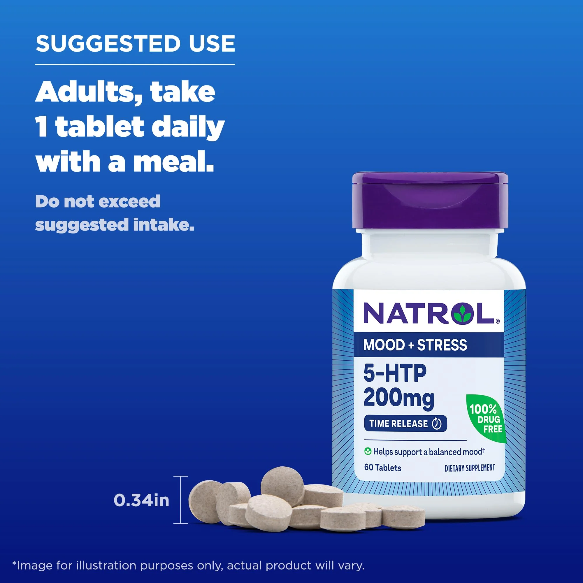 Natrol 5-HTP 200mg Dietary Supplement to Support a Balanced Mood, 60 Time Release Tablets, 60 Day Supply - Image 6