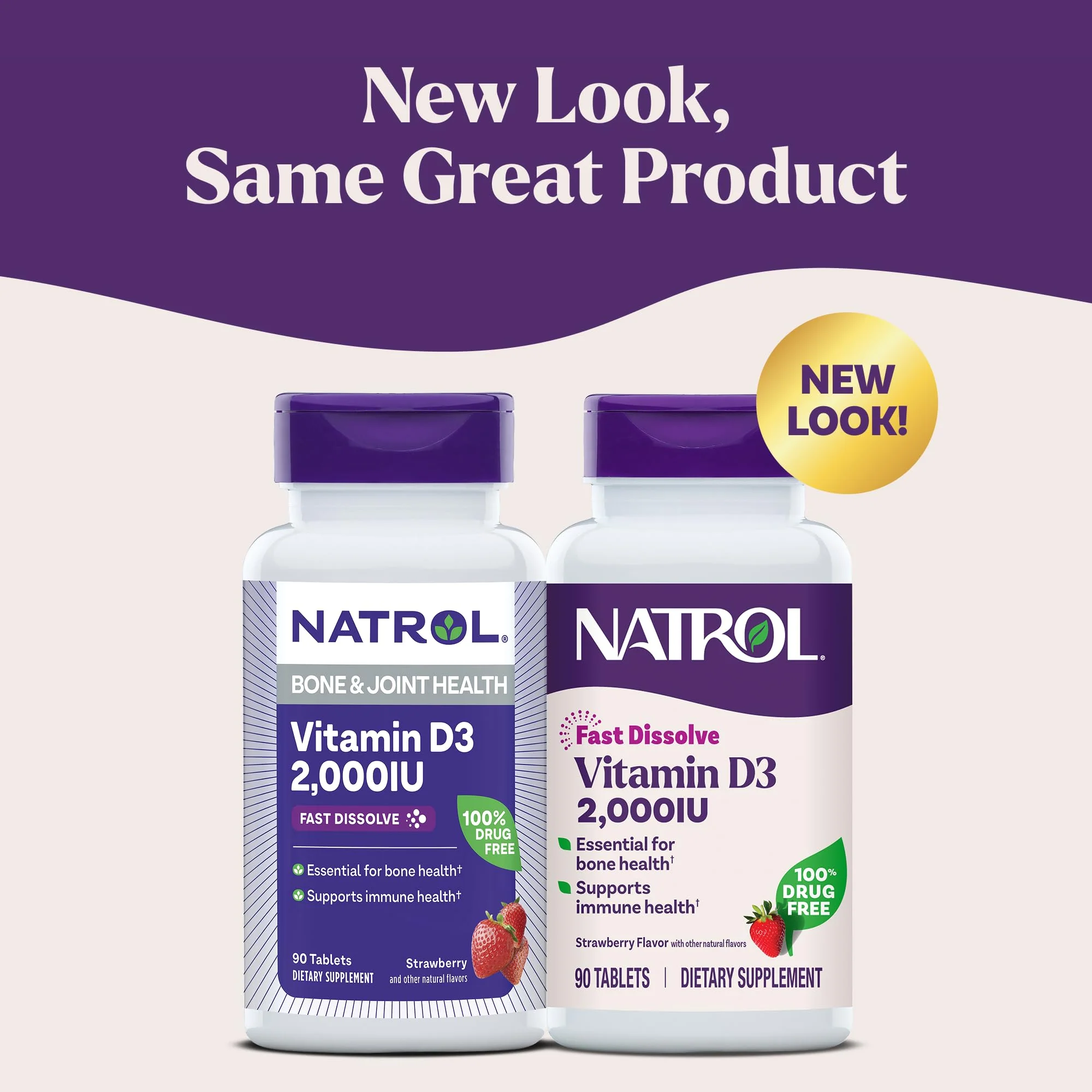 Natrol Fast Dissolve Vitamin D3 2,000 IU, Dietary Supplement for Bone and Joint Health, Bone Support Supplement, 90 Tablets, 90 Day Supply - Image 2