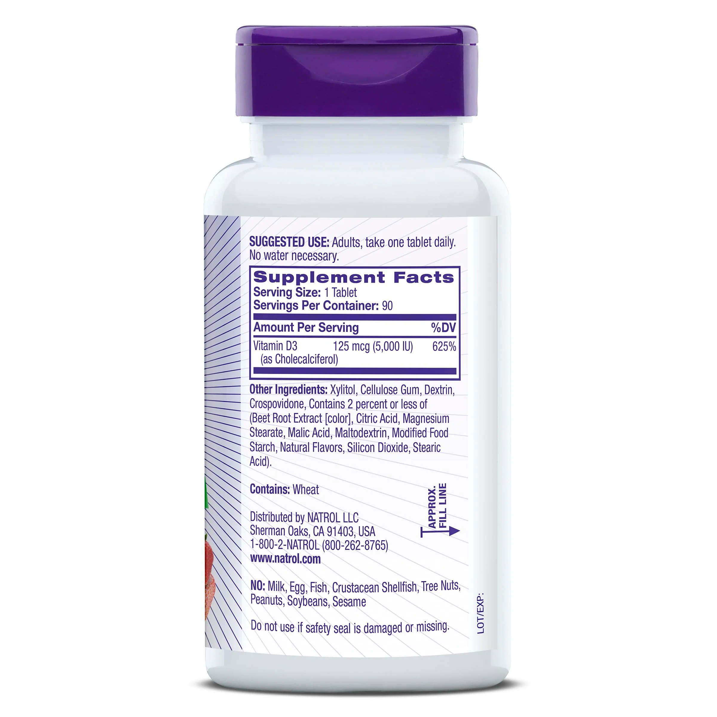Natrol Fast Dissolve Vitamin D3 5,000 IU, Dietary Supplement for Bone and Joint Health, Bone Support Supplement, 90 Tablets, 90 Day Supply - Image 2