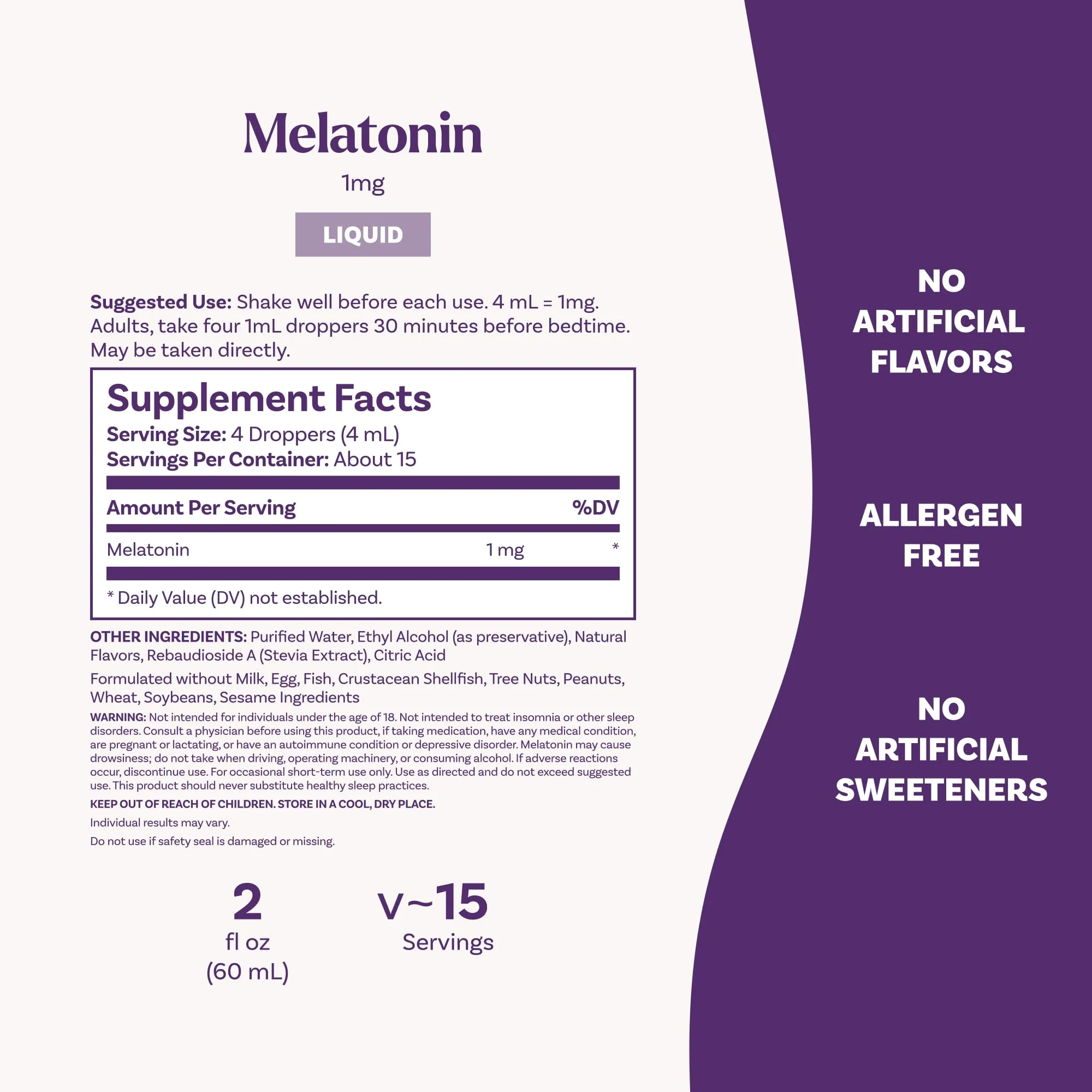 Natrol Liquid Melatonin 1 mg, Adult Melatonin Supplement to Fall Asleep Faster and Stay Asleep Longer, Wake Up Refreshed, 2 FL OZ Berry-Flavored Liquid, 15 Servings - Image 3