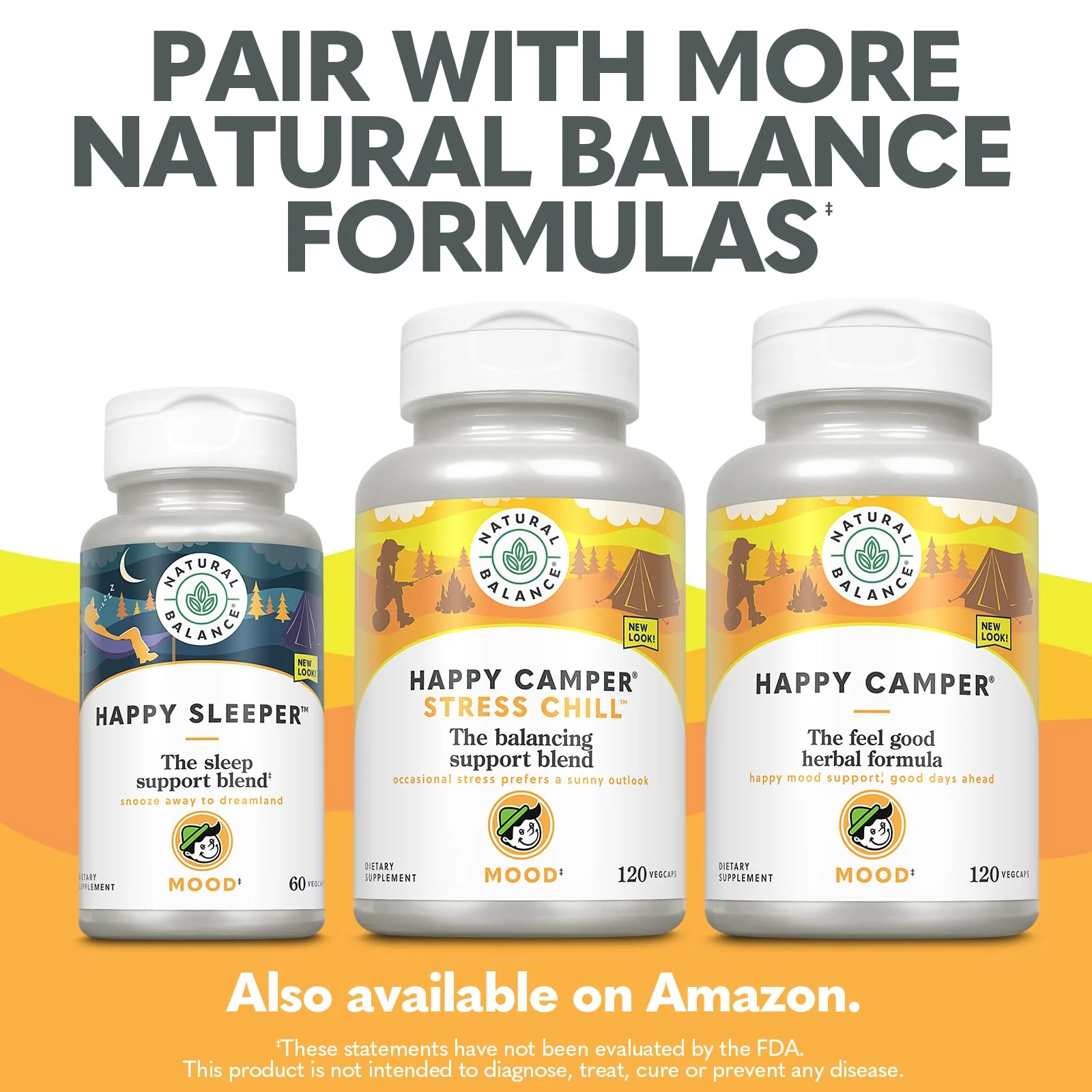 Natural Balance Happy Camper - Feel-Good Mood Support Supplement - Gotu Kola, Passion Flower, and Kava Kava Capsules - 60-Day Guarantee - 120 VegCaps, 60 Servings - Image 6