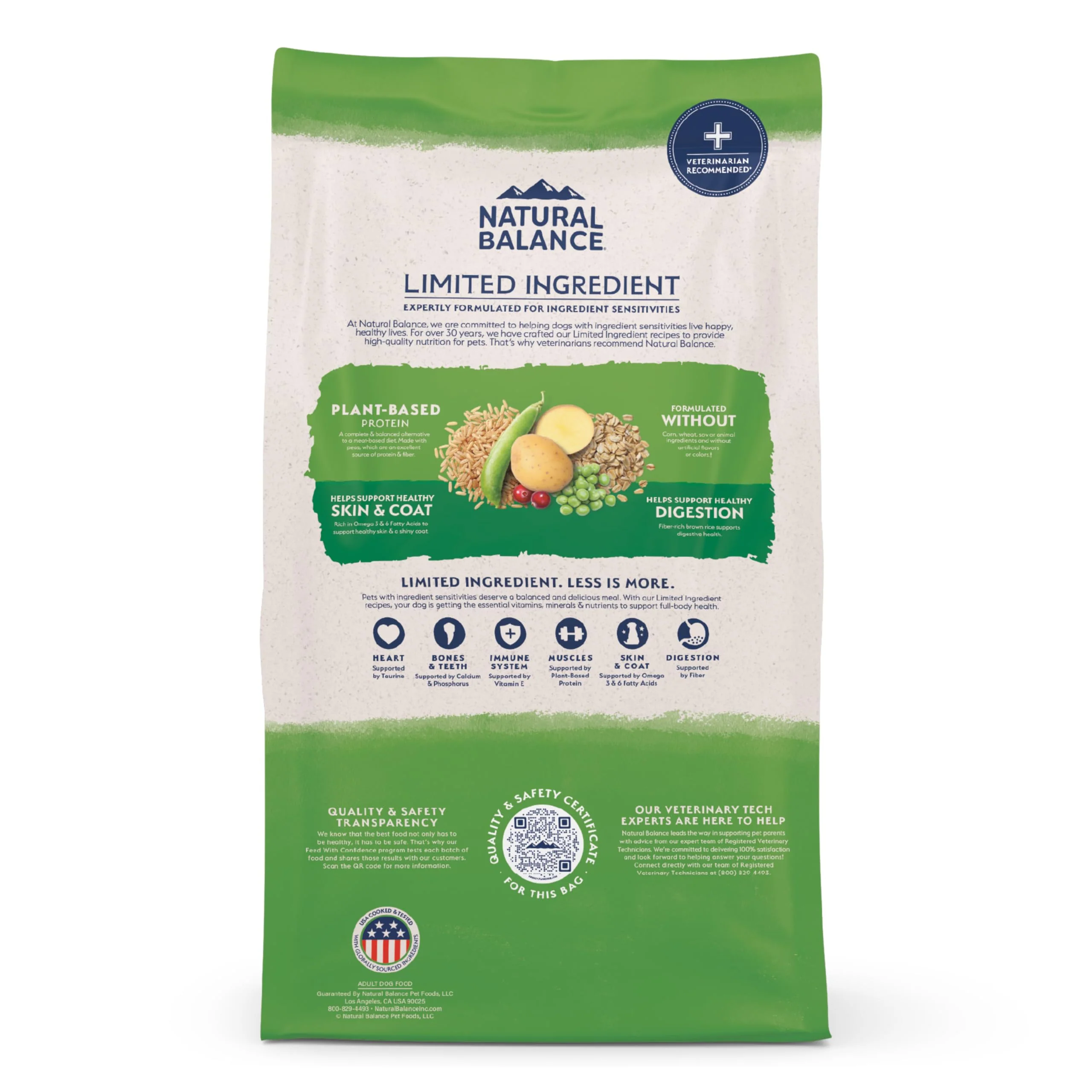 Natural Balance Limited Ingredient Adult Dry Dog Food with Vegan Plant Based Protein and Healthy Grains, Vegetarian Recipe, 4 Pound (Pack of 1) - Image 2