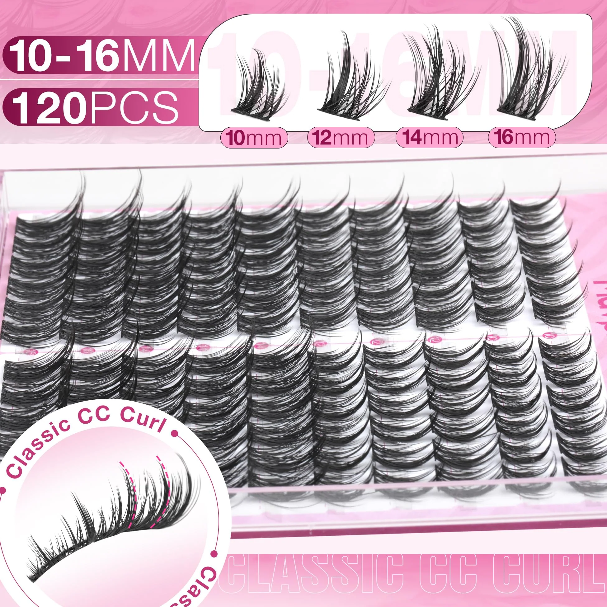 Natural Lash Clusters Spiky Eyelash Extensions Wispy Individual Lashes Manga Eyelash Individuals 120 Pcs CC-Curly Cluster Eyelash Extensions 10-16MM Mixed DIY Lash Extensions by Mavphnee - Image 4