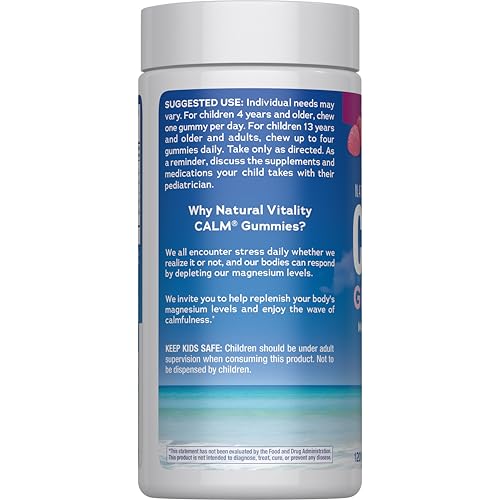 Natural Vitality Calm, Magnesium Citrate Supplement, Stress Relief Gummies, Supports a Healthy Response to Stress, Gluten Free, Vegan, Raspberry Lemon, 120 Gummies - Image 5