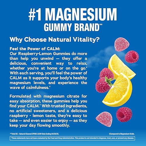 Natural Vitality Calm Magnesium Gummies | 330mg Per Serving | Raspberry Lemon Flavored Supplement | Gluten-Free & Vegan | 240 Count - Image 4