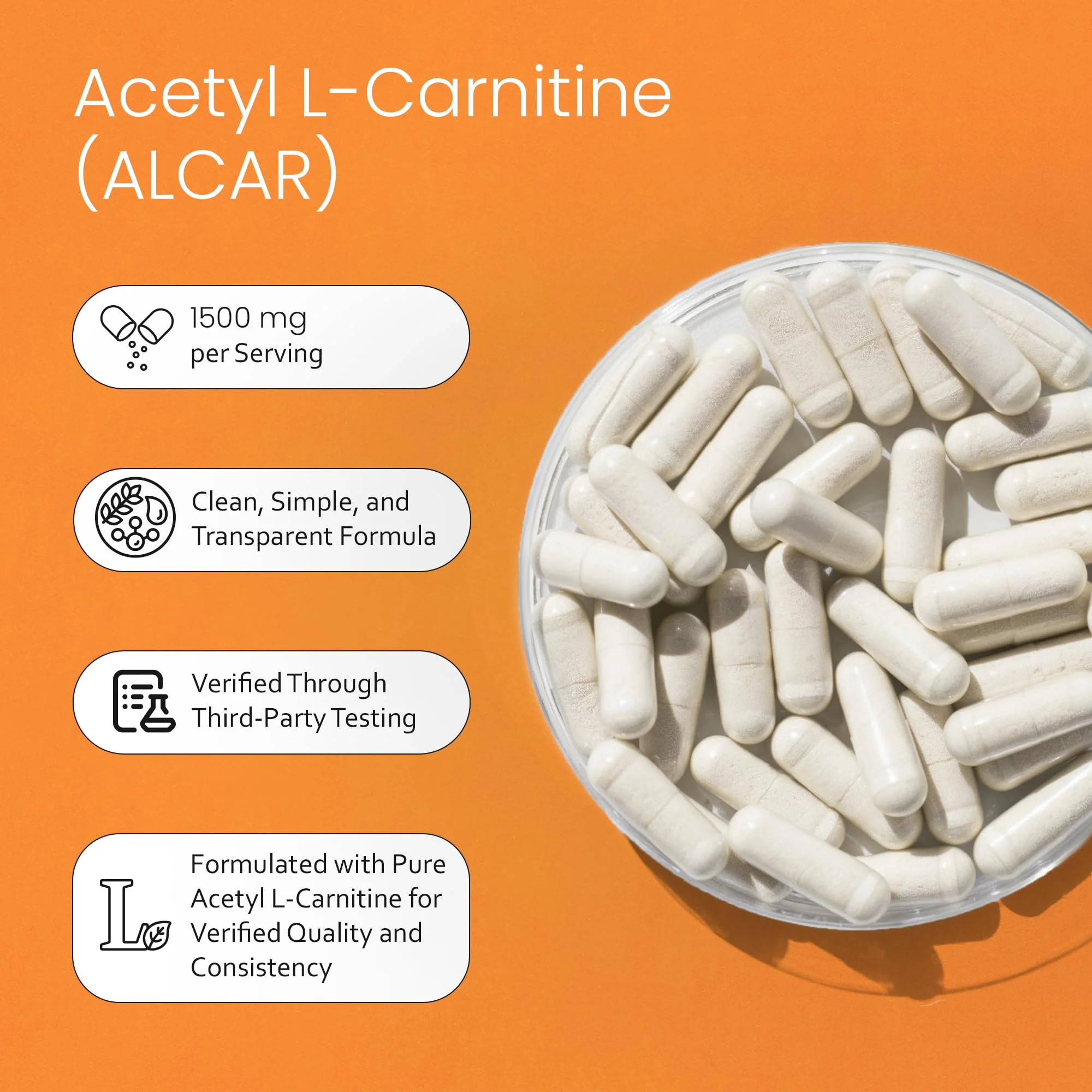 NaturaLife Labs Acetyl L-Carnitine (ALCAR) 1500 mg per Serving – 100 Capsules – Non-GMO, Gluten-Free, Vegan - Image 6