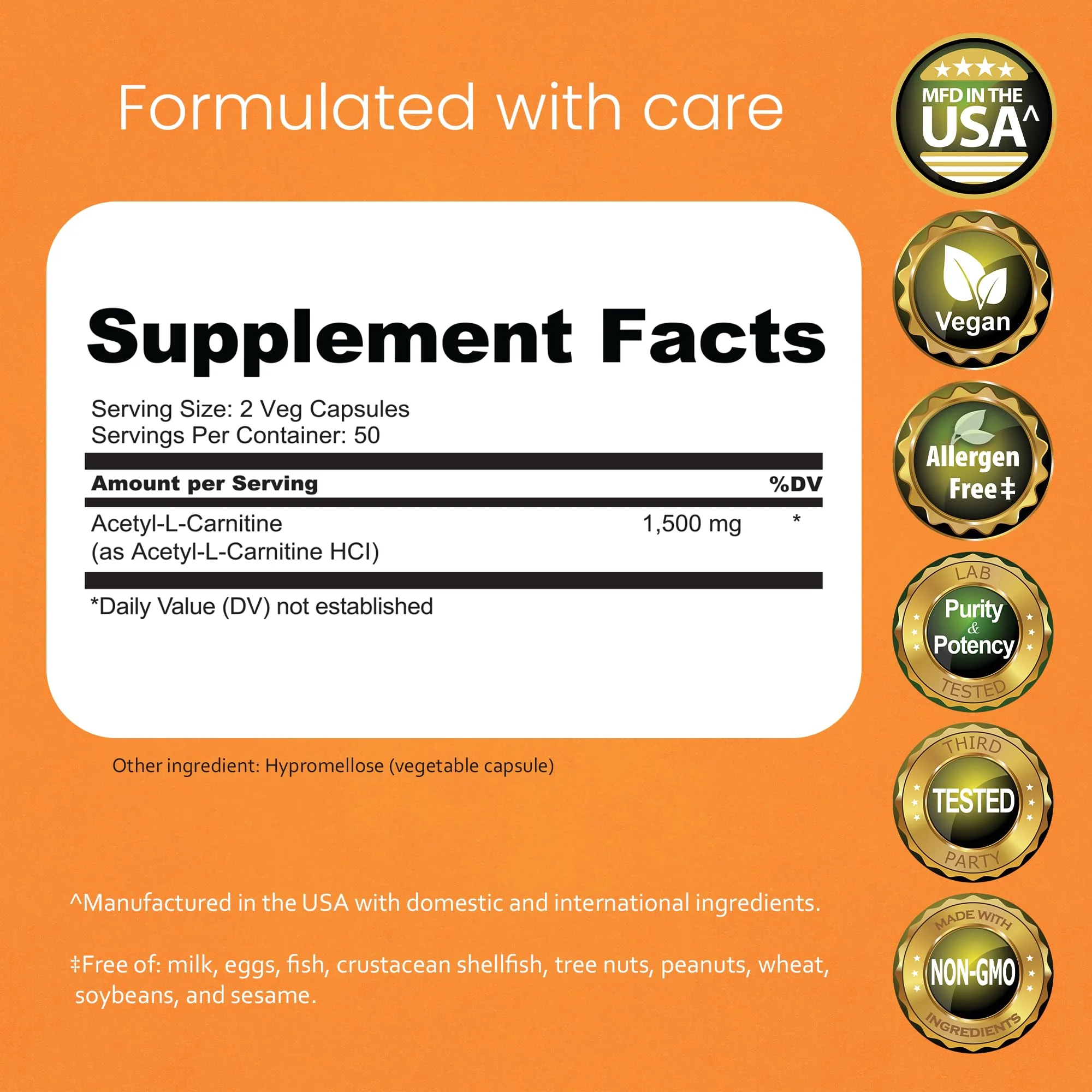 NaturaLife Labs Acetyl L-Carnitine (ALCAR) 1500 mg per Serving – 100 Capsules – Non-GMO, Gluten-Free, Vegan - Image 8