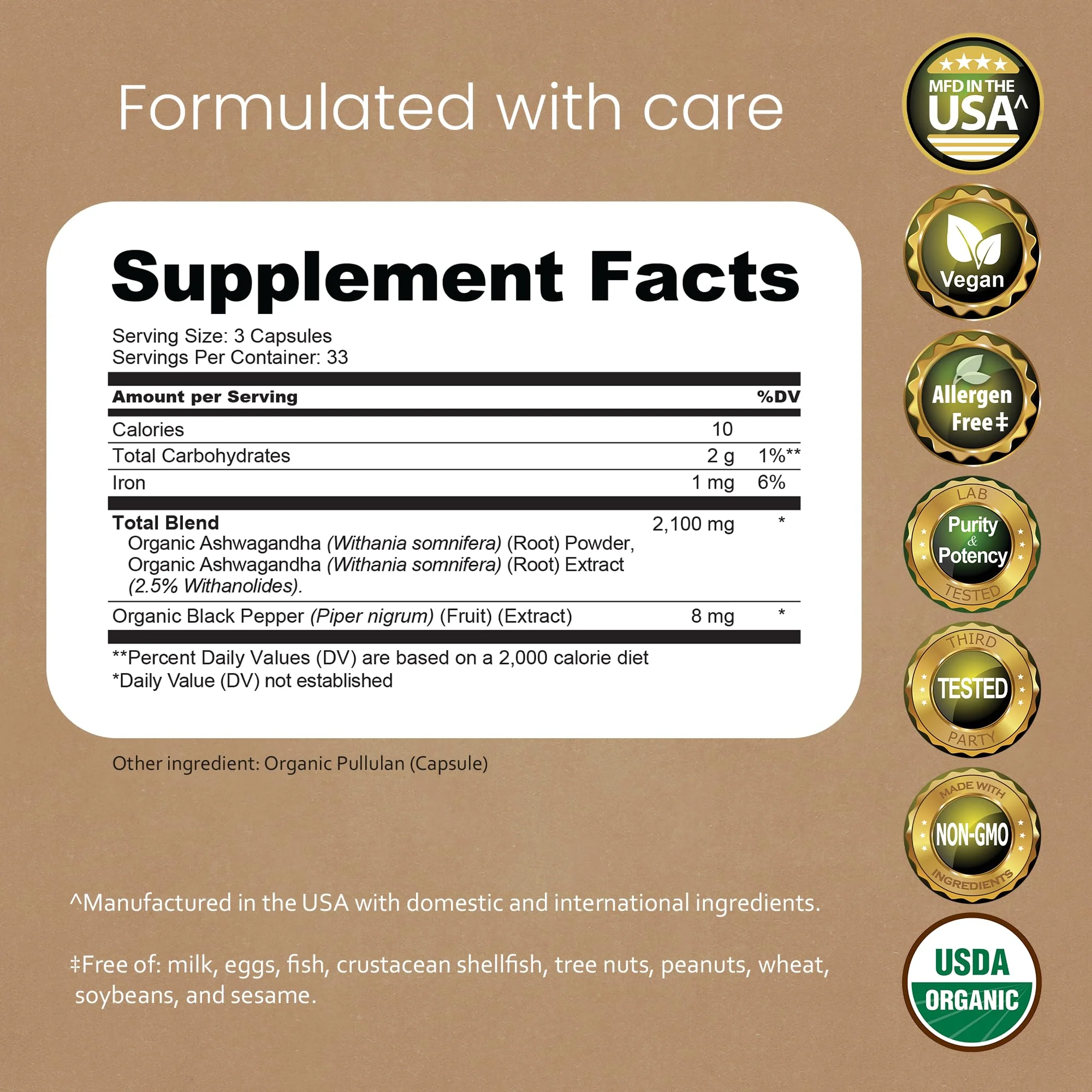 NaturaLife Labs Organic Ashwagandha 2100 mg per Serving – Herbal Supplement Root Powder & Extract – 100 Capsules – Vegan, Non-GMO, Gluten-Free - Image 8