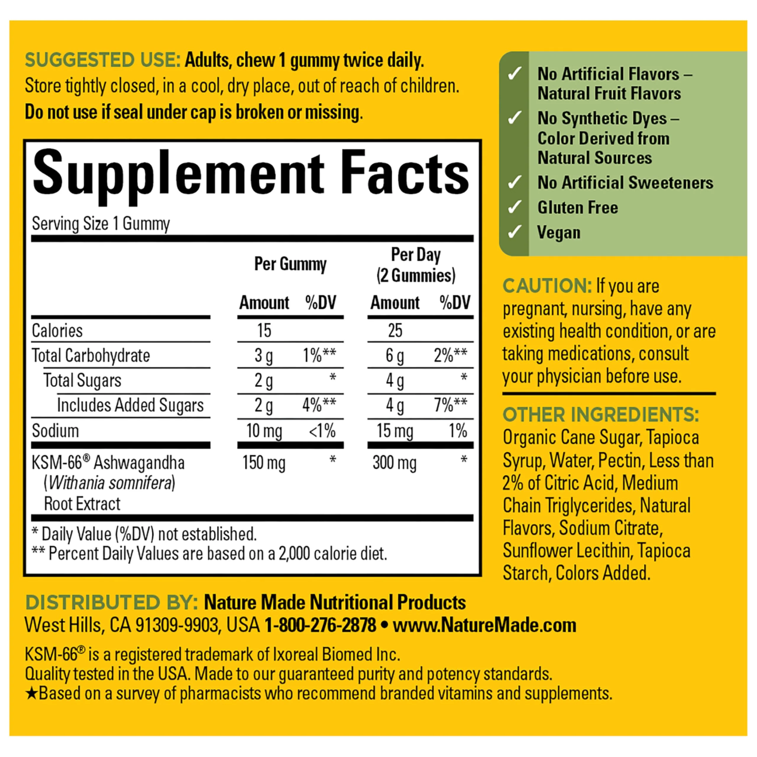 Nature Made Ashwagandha Gummies, Vegan, KSM 66 Ashwagandha Supplement for Stress Support, 60 Count, 30-Day Supply - Image 3
