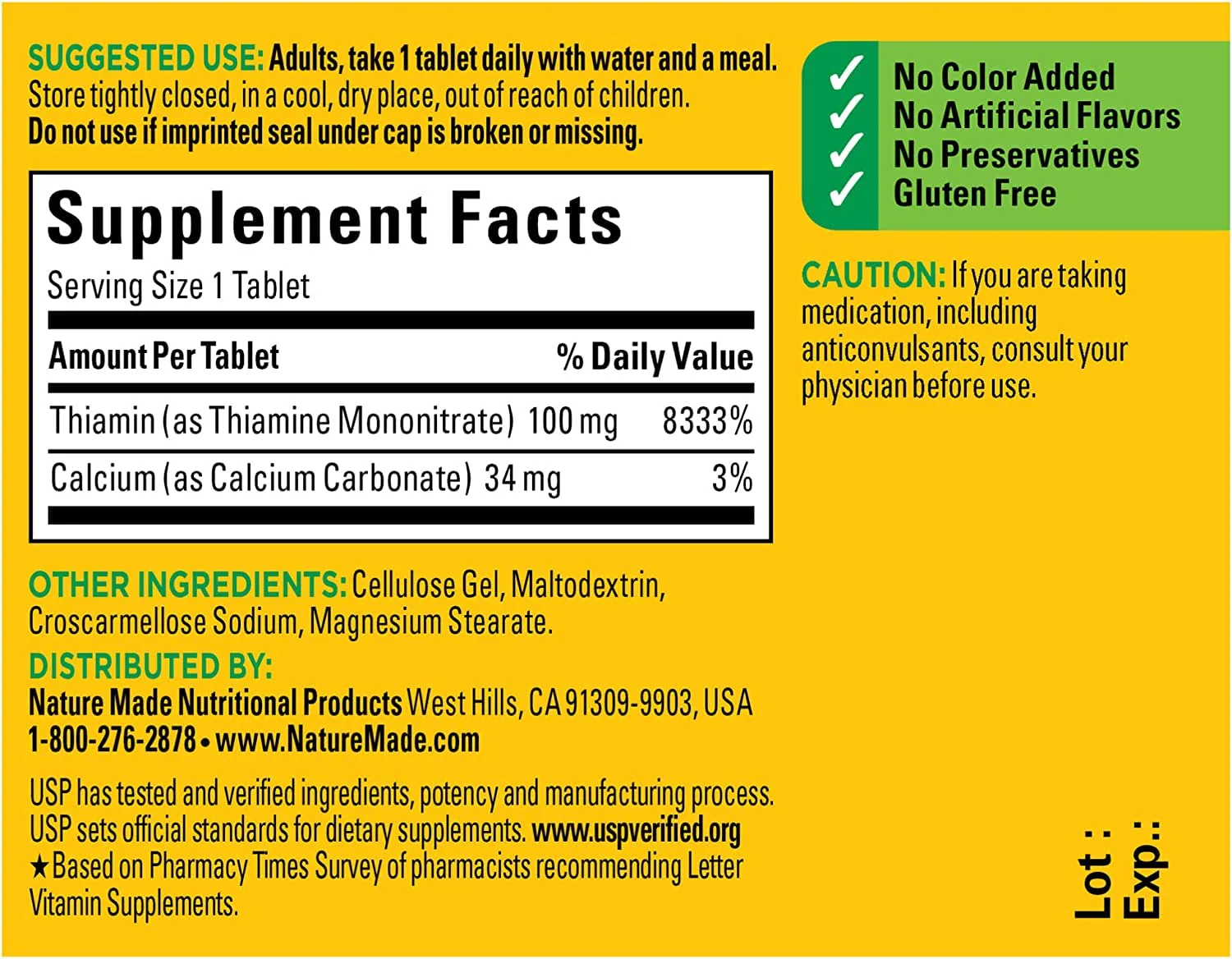 Nature Made B1 100 Mg 100 Count (5 Pack) - Image 5