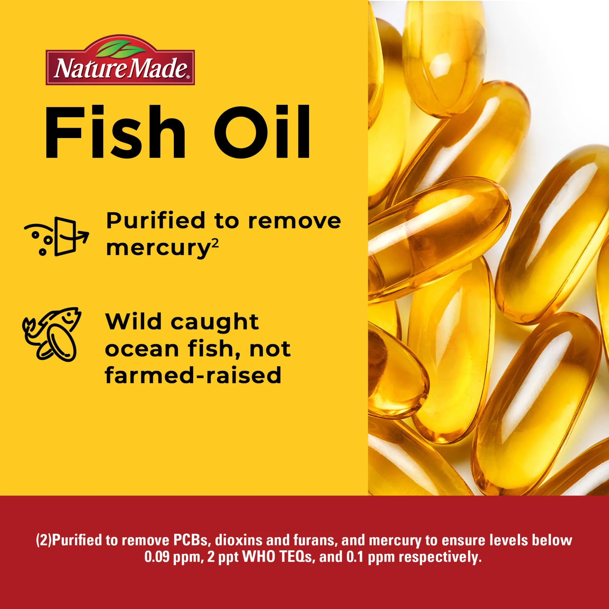 Nature Made Burp Less Fish Oil Omega 3 Supplements, 1200 mg Softgels, EPA DHA Omega 3 Fish Oil Supplements for Healthy Heart Support, 60 Softgels, 30 Day Supply - Image 5