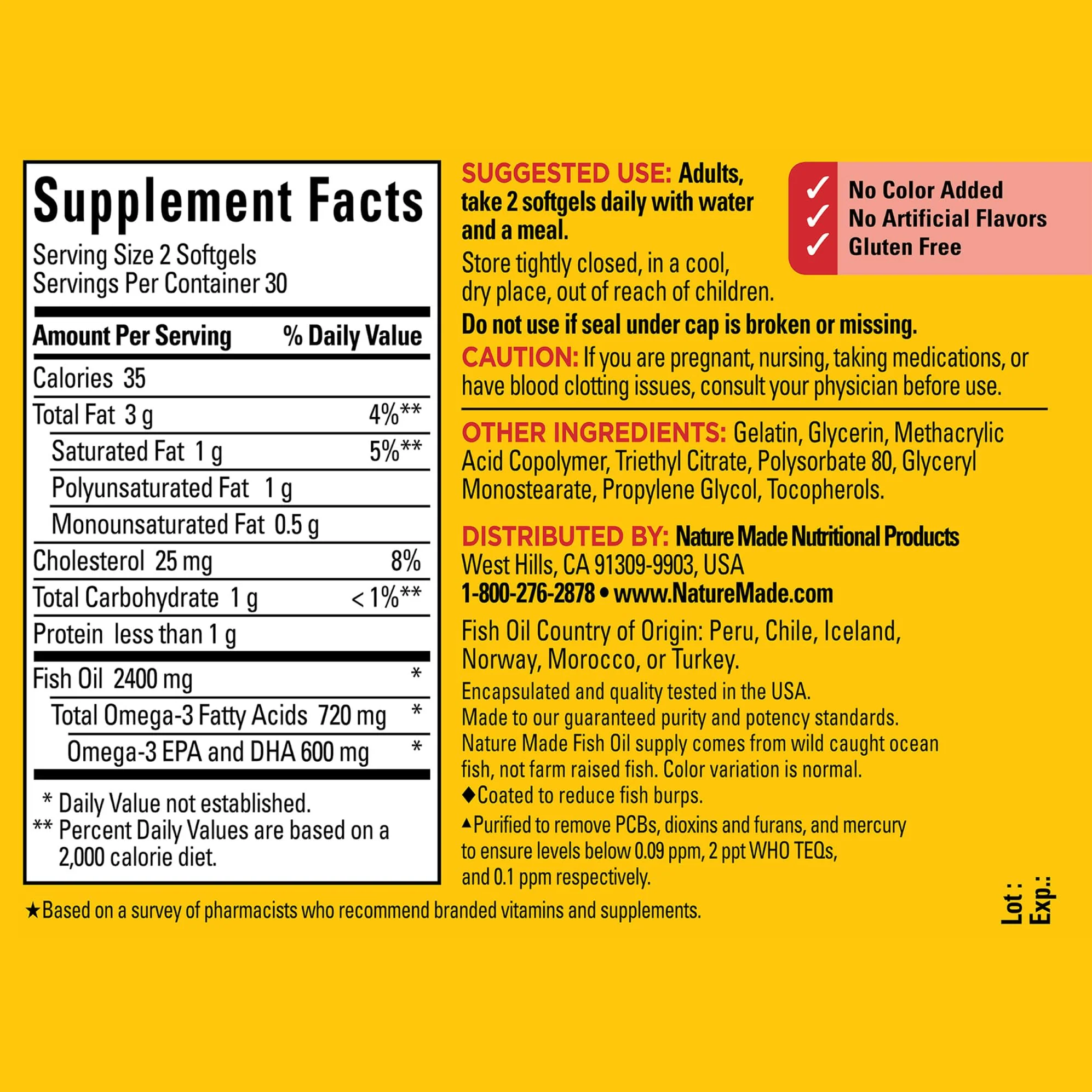Nature Made Burp Less Fish Oil Omega 3 Supplements, 1200 mg Softgels, EPA DHA Omega 3 Fish Oil Supplements for Healthy Heart Support, 60 Softgels, 30 Day Supply - Image 7