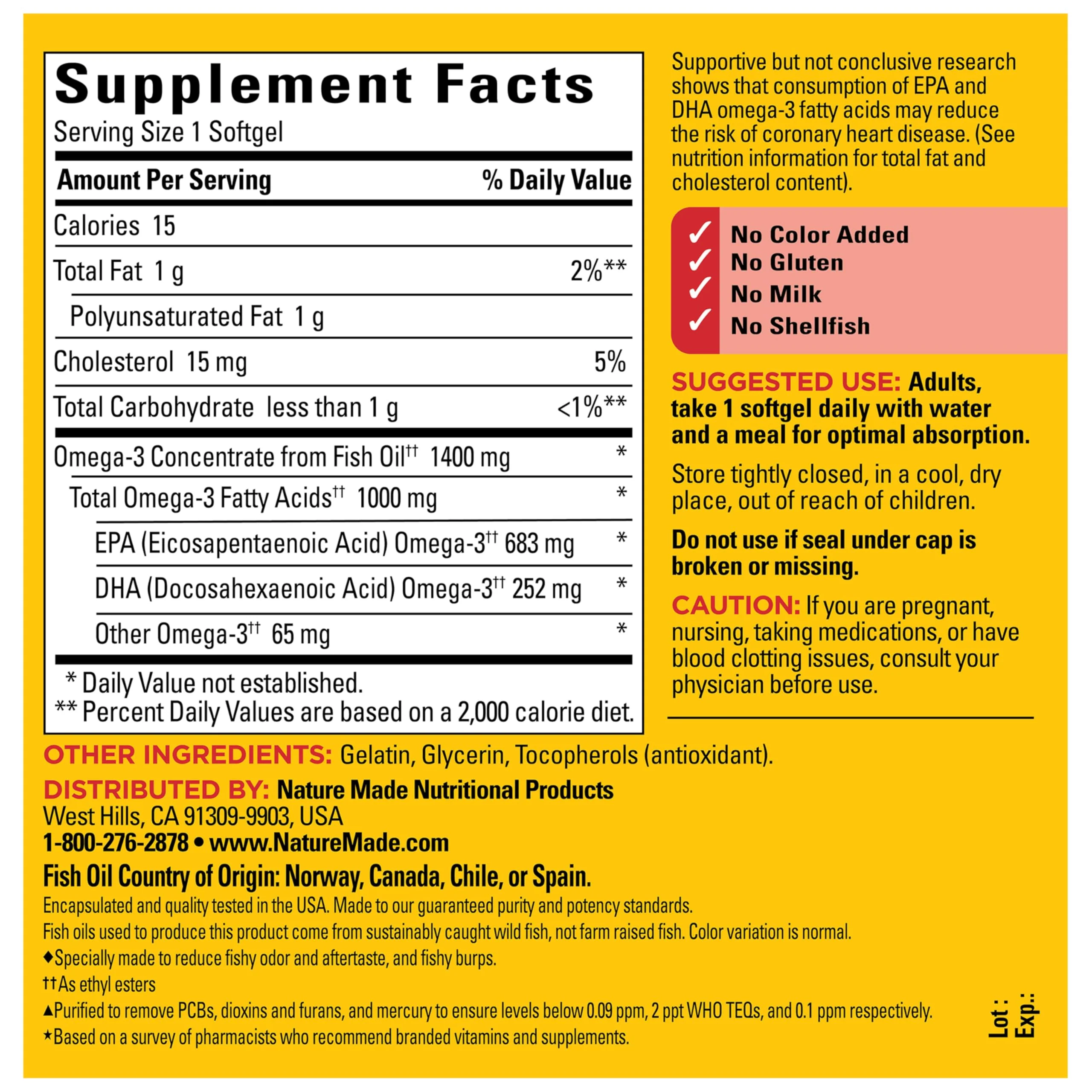 Nature Made Burp Less Ultra Omega 3 Fish Oil Supplements, 1400mg Fish Oil Omega 3 Supplements as Ethyl Esters for Healthy Heart Brain Eyes Support, One Per Day, 90 Softgels - Image 3