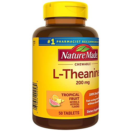 Nature Made Chewable L Theanine 200mg, L-Theanine Supplement for Stress Relief, 50 Chewable Tablets, 50 Day Supply - Image 3